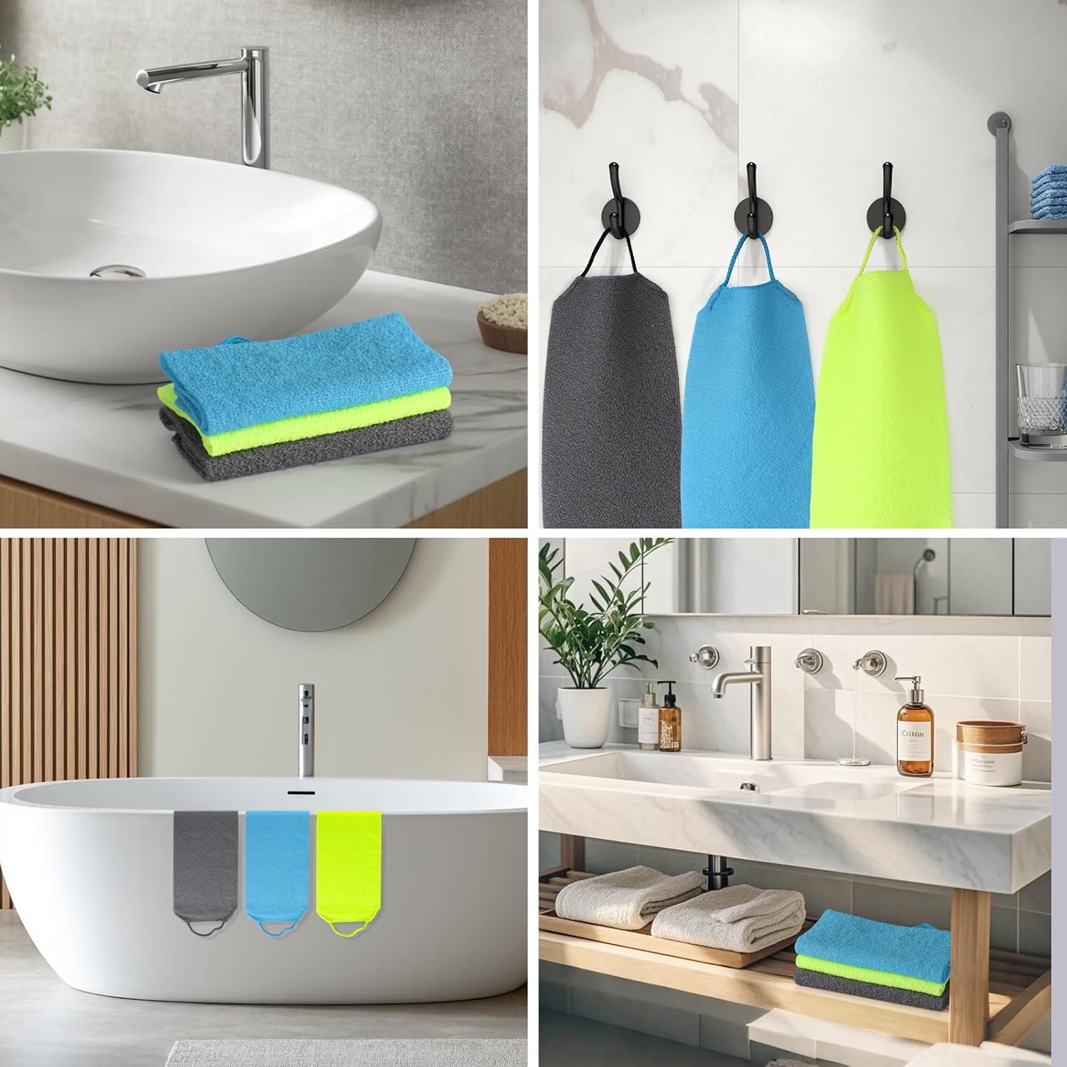 3 Pcs Exfoliating Net Sponge Body Scrubber Bath Towel - Image 7