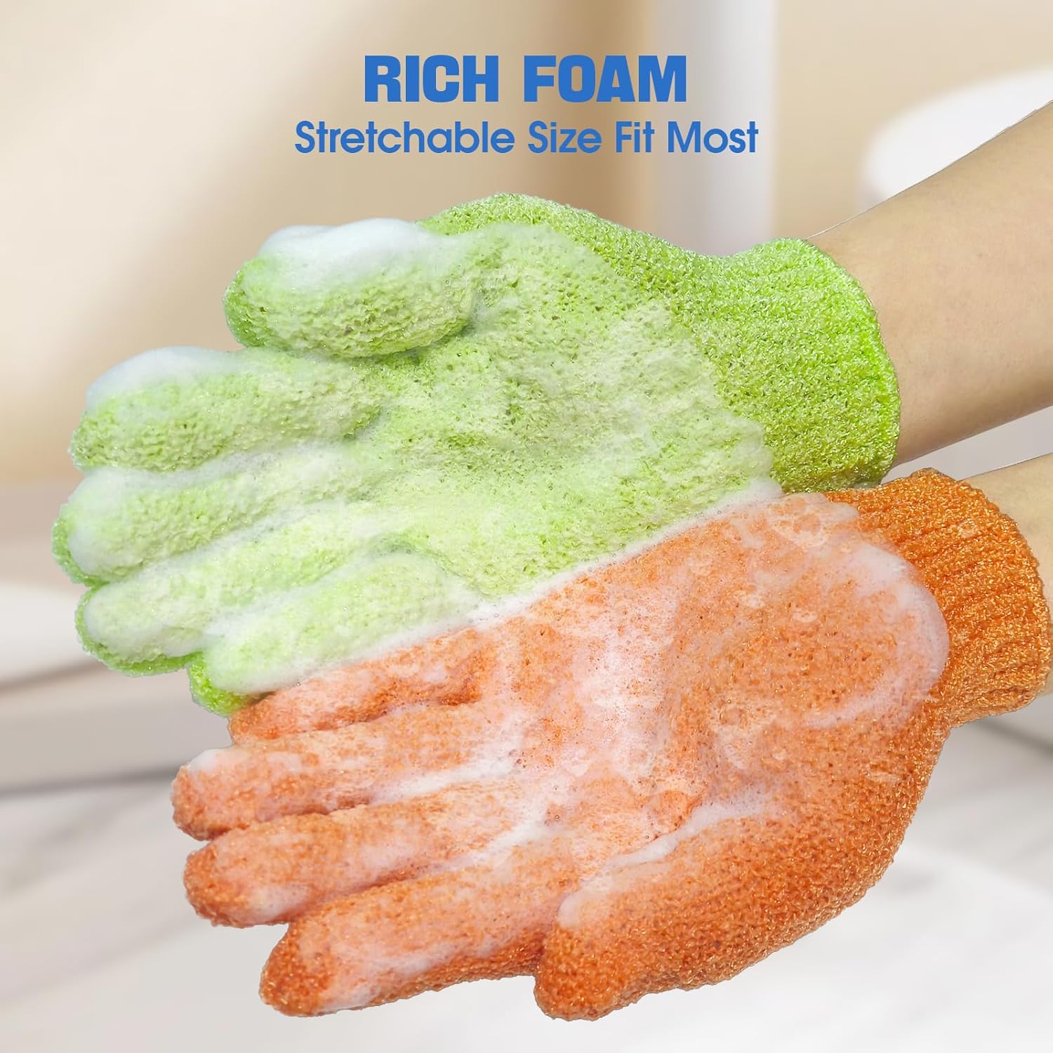 6 Pairs Exfoliating Bath Gloves Mitt Body Scrubber for Shower, Spa, Massage, Dead Skin Remover Bathing Accessories Women Men - Image 4