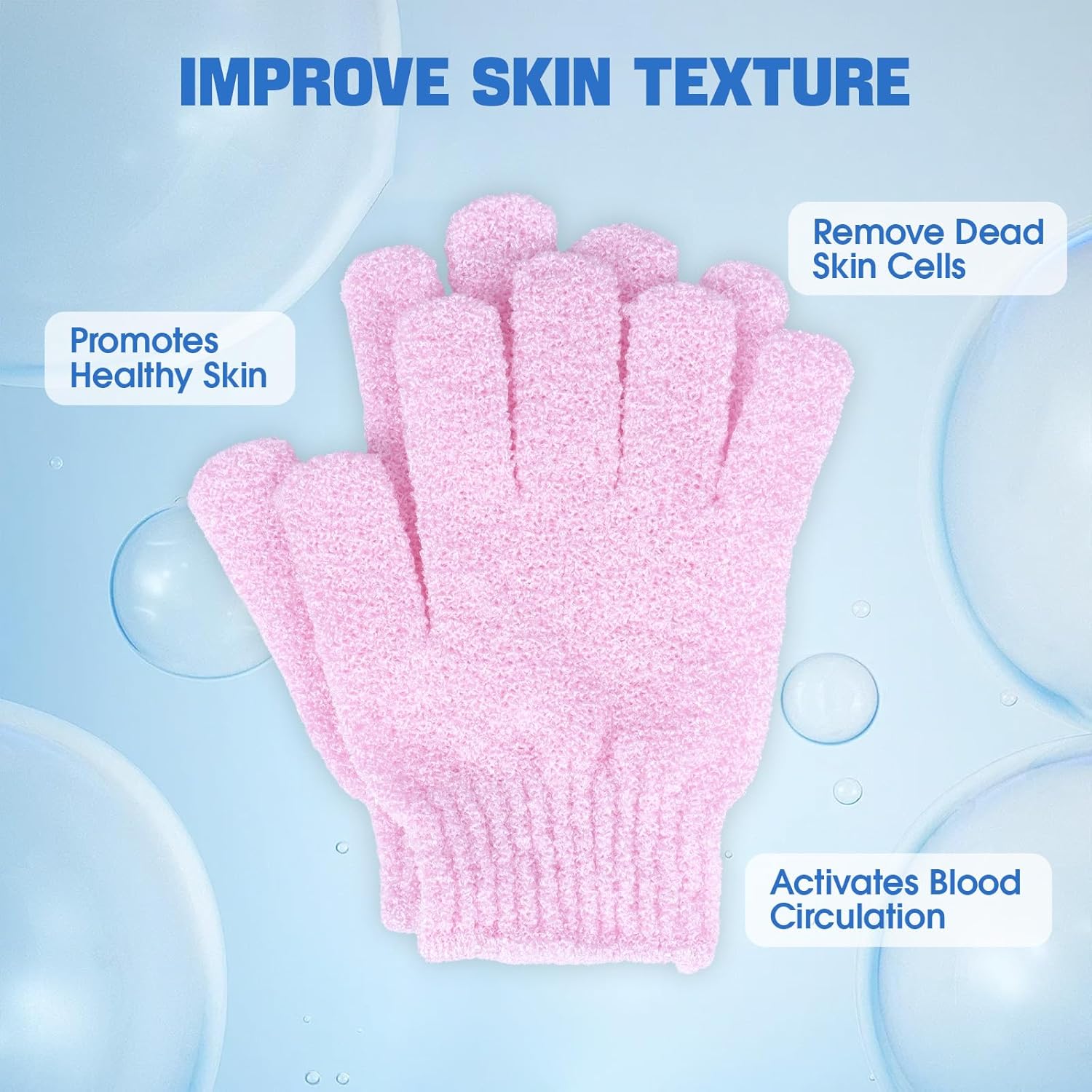 6 Pairs Exfoliating Bath Gloves Mitt Body Scrubber for Shower, Spa, Massage, Dead Skin Remover Bathing Accessories Women Men - Image 5