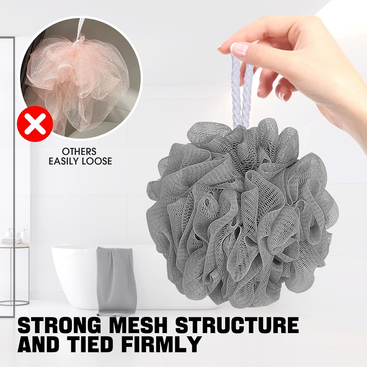 Loofah Bath Sponge Shower Loofa Bath Puff Body Scrubber Exfoliating Soft Premium 4 Pack - Image 7