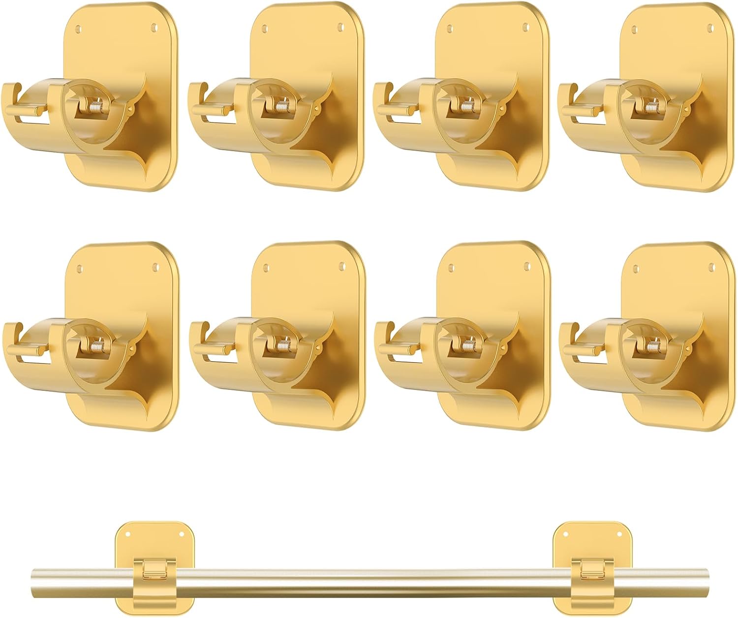 Adhesive Curtain Rods No Drilling Holder,No Drill Curtain Rod Brackets,Renter Friendly Curtain Hooks for Hanging Drapes,Over Blinds for Dorm Apartment Kitchen Bedroom Home - Image 1