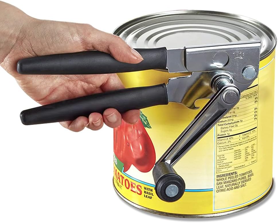Crank Can Openers Manual,Heavy Duty Commercial Can Opener with Rubber-coated Long Handles - Image 1