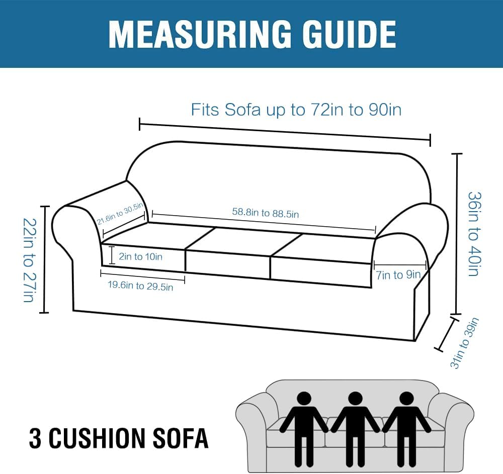 4 Pieces Thick Velvet Sofa Covers Couch Covers for 3 Chion Couch Sofa High Stretch Slipcovers Furniture Protector Form Fit Luxury Couch Cover for Dogs Width Up to 90 Inch(Sofa,Grey) - Image 2