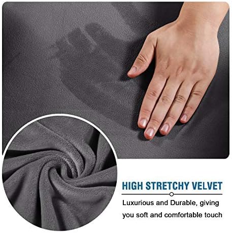4 Pieces Thick Velvet Sofa Covers Couch Covers for 3 Chion Couch Sofa High Stretch Slipcovers Furniture Protector Form Fit Luxury Couch Cover for Dogs Width Up to 90 Inch(Sofa,Grey) - Image 5