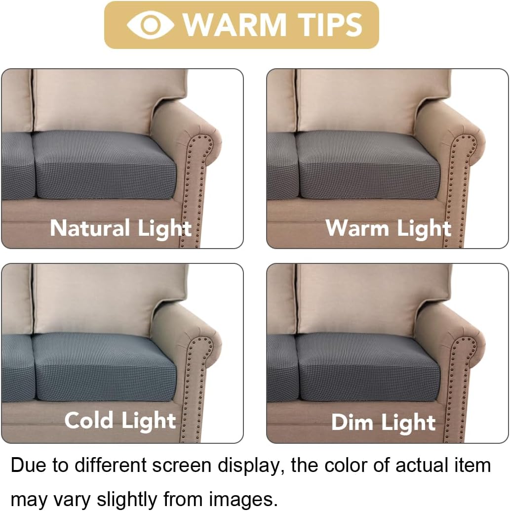 Super Stretch Individual Seat Chion Covers Sofa Covers Couch Chion Cover Slipcover Sets Thick Jacquard Textured Twill Fabric (3 Piece Sofa Chion Covers, Grey) - Image 7