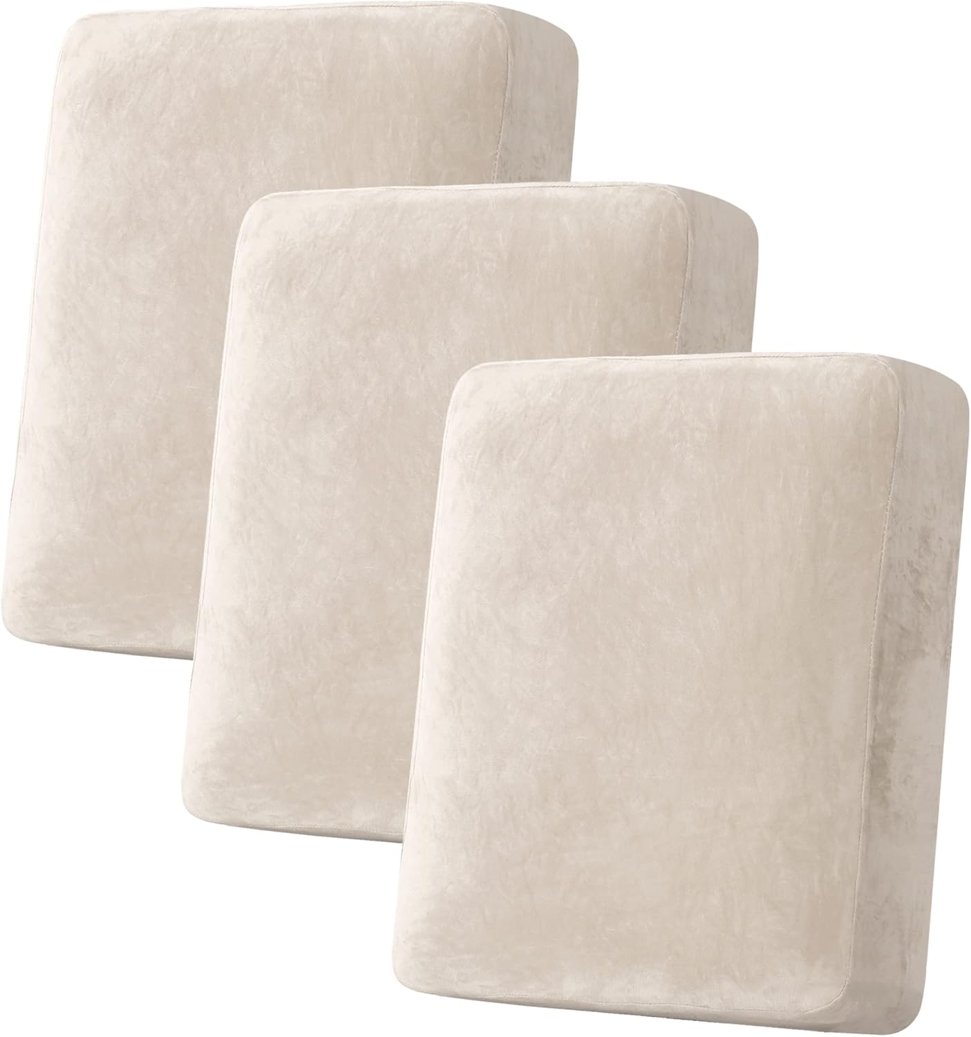 Velvet Stretch Couch Chion Cover Plh Chion Slipcover for Chair Loveseat Sofa Chion Furniture Protector Seat Chion Sofa Cover (3 Piece Sofa Chion Covers, Ivory) - Image 1