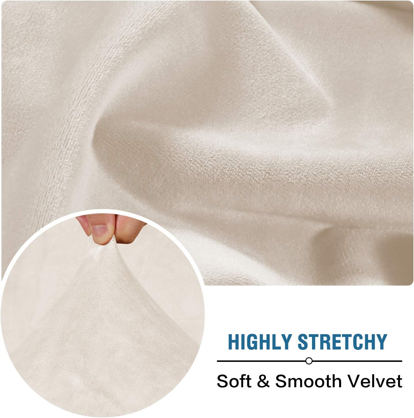 Velvet Stretch Couch Chion Cover Plh Chion Slipcover for Chair Loveseat Sofa Chion Furniture Protector Seat Chion Sofa Cover (3 Piece Sofa Chion Covers, Ivory) - Image 5