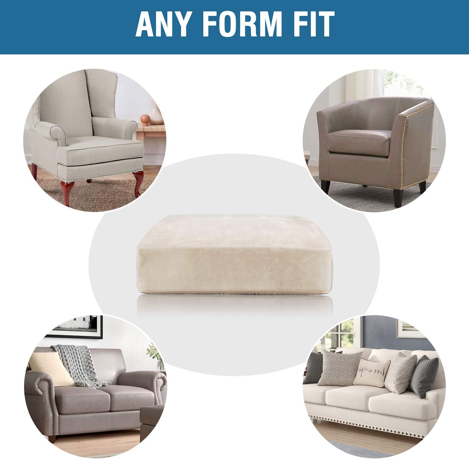 Velvet Stretch Couch Chion Cover Plh Chion Slipcover for Chair Loveseat Sofa Chion Furniture Protector Seat Chion Sofa Cover (3 Piece Sofa Chion Covers, Ivory) - Image 7