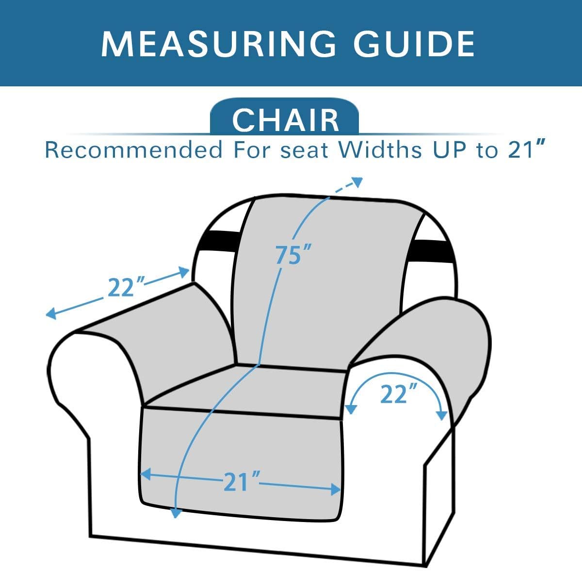 Chair Slipcover Reversible Chair Cover Water Resistant Couch Cover Washable Chair Cover Non-Slip Fabric Furniture Protector with Elastic Strap for Pets(Armchair, Ivory/Beige) - Image 2