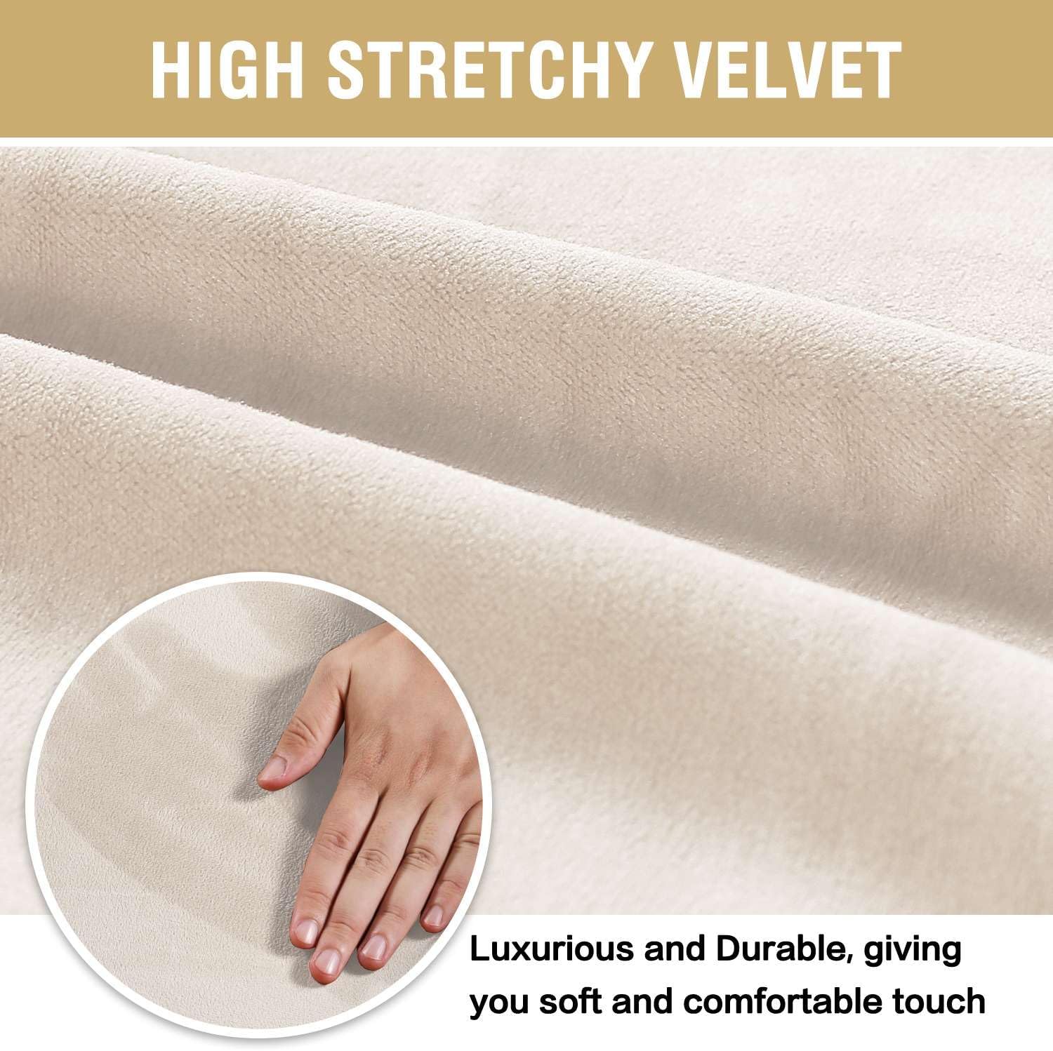 Dining Chair Covers Velvet Stretch Chair Covers for Dining Room Set of 6 Parson Chair Slipcovers Chair Protectors Covers, Soft Thick Solid Velvet Fabric Washable, Ivory - Image 5