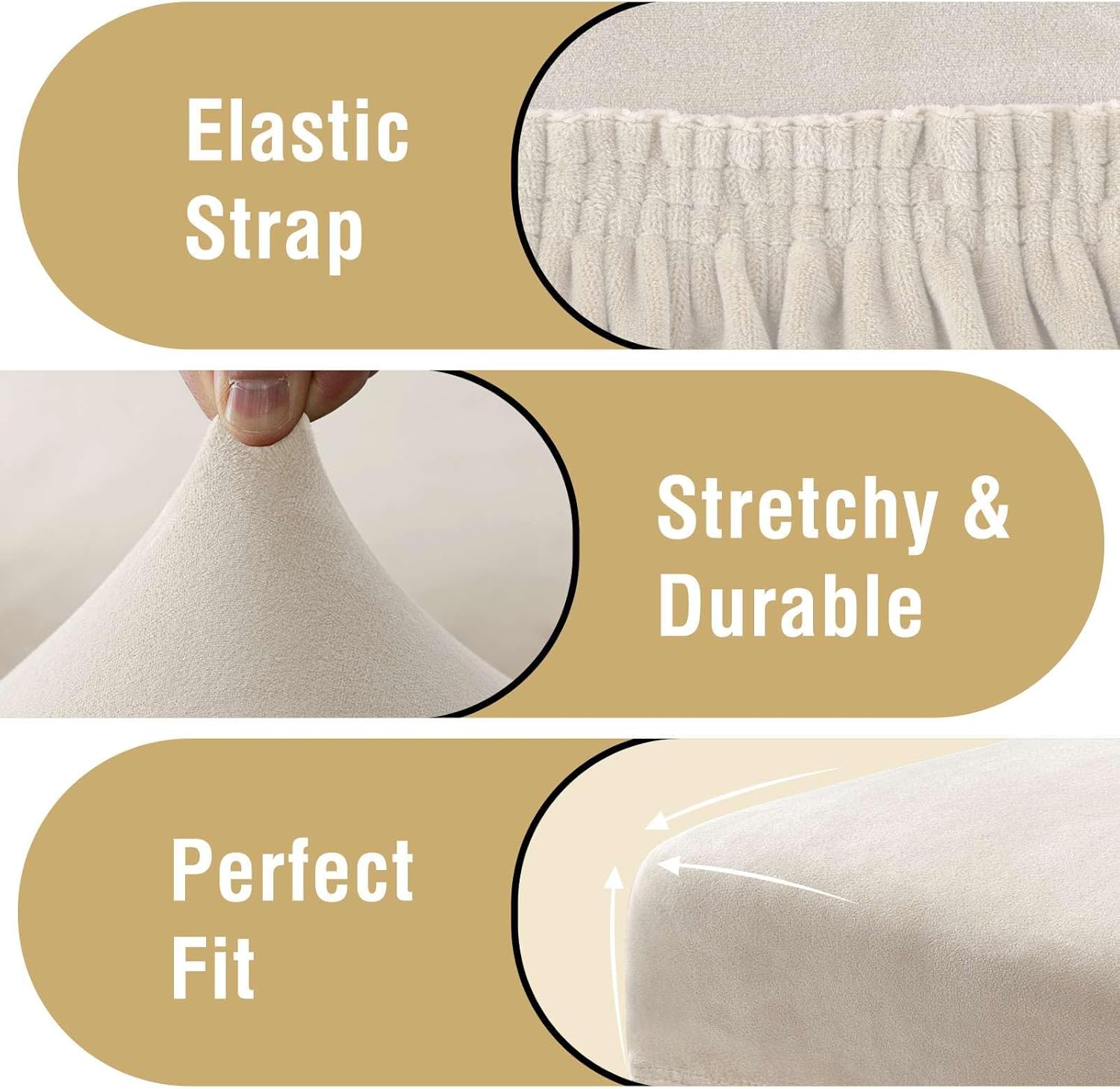 Dining Chair Covers Velvet Stretch Chair Covers for Dining Room Set of 6 Parson Chair Slipcovers Chair Protectors Covers, Soft Thick Solid Velvet Fabric Washable, Ivory - Image 7