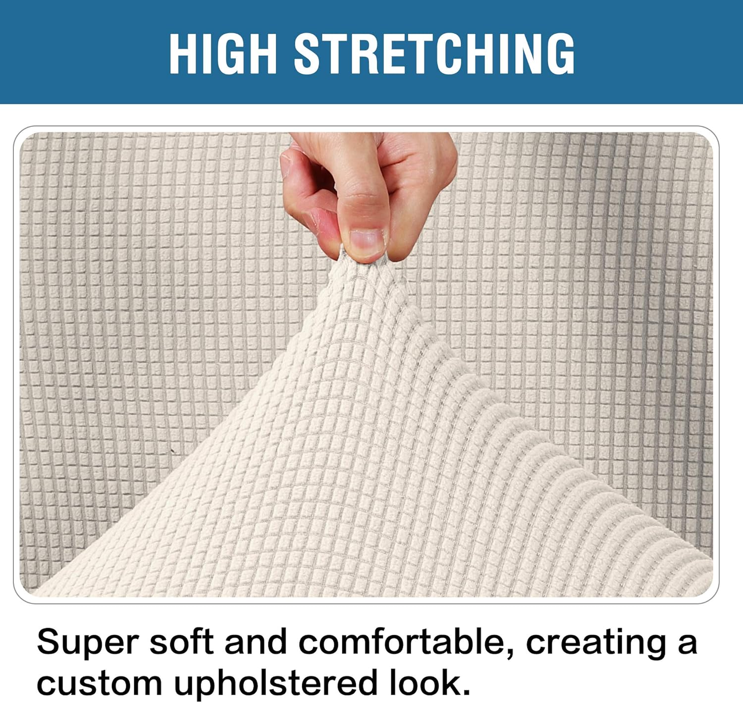 Ottoman Cover Slipcover Rectangle Fit Length 29'-34' Footrest Sofa Slipcovers Stool Cover Footstool Protector Covers Feature Stretch Thick Jacquard Fabric Removable Washable - Natural - Image 6