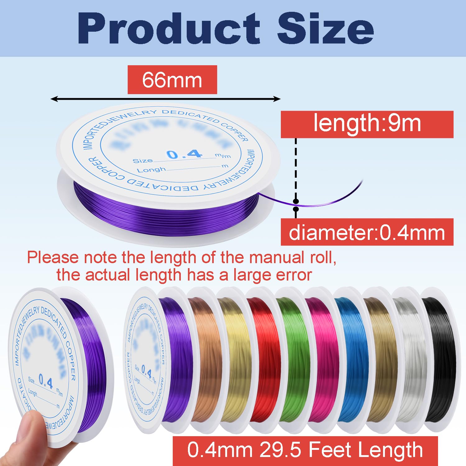 3mm 5.46yard Genuine Round Leather Cord for Jewelry Making, 0.4 mm Dia. 10 Rolls Copper Jewelry Wire 10 Beading Wire - Image 6