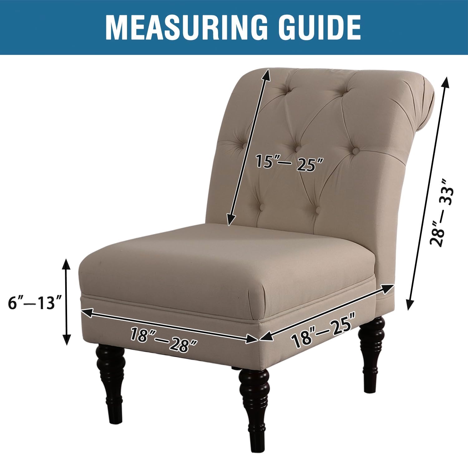 Armless Accent Chair Covers Thick Velvet Armless Chair Slipcovers High Stretch Chair Covers for Living Room Hotel Machine Washable Furniture Protector with Elastic Bottom, Ivory - Image 3
