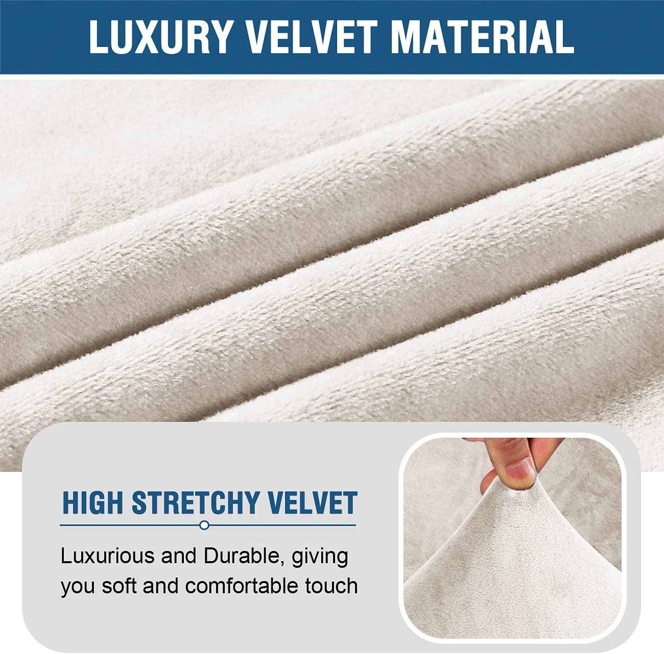 Armless Accent Chair Covers Thick Velvet Armless Chair Slipcovers High Stretch Chair Covers for Living Room Hotel Machine Washable Furniture Protector with Elastic Bottom, Ivory - Image 5
