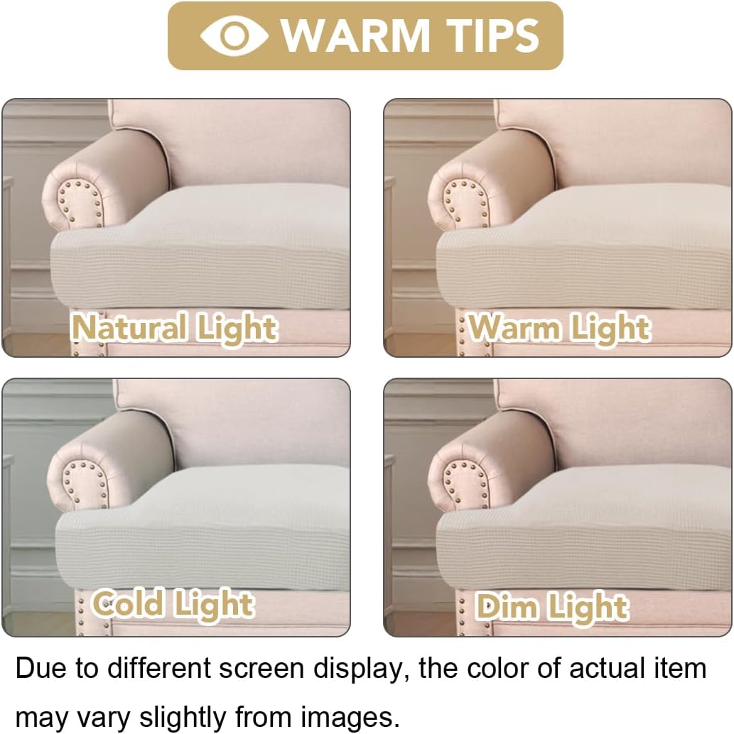 Stretch 3 Piece T Chion Sofa Slipcovers Individually Sofa Chion Covers for 3 Chion Couch Sofa Seat Chion Covers with Elastic Bands Featuring Thicker Jacquard Fabric, Island Fossi - Image 4