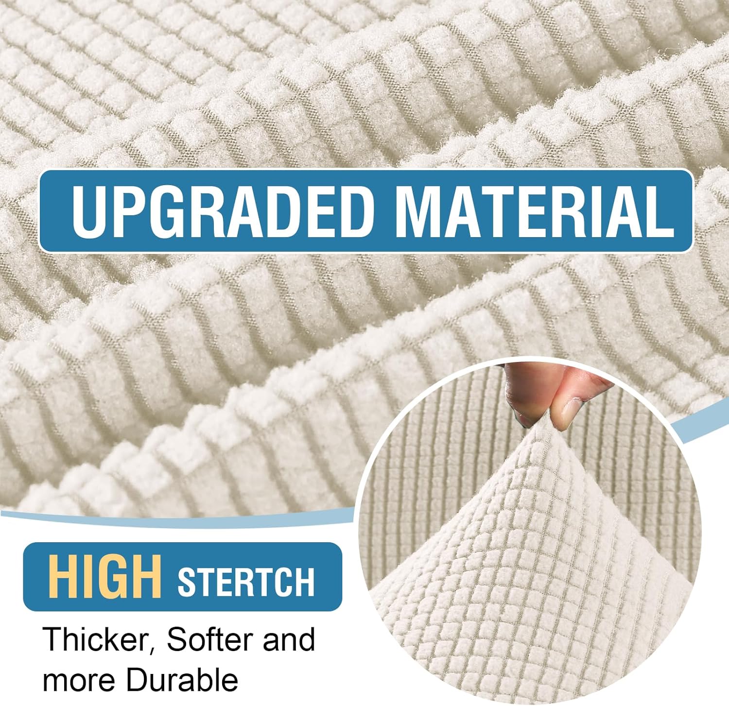 Sectional Couch Covers 8 Pieces Stretch Sofa Covers for Sectional Sofa Set Separate L Shaped Couch Cover for Both Left/Right Couch (Seat and Back: 1 Chaise + 3 Sofa, Ivory) - Image 4