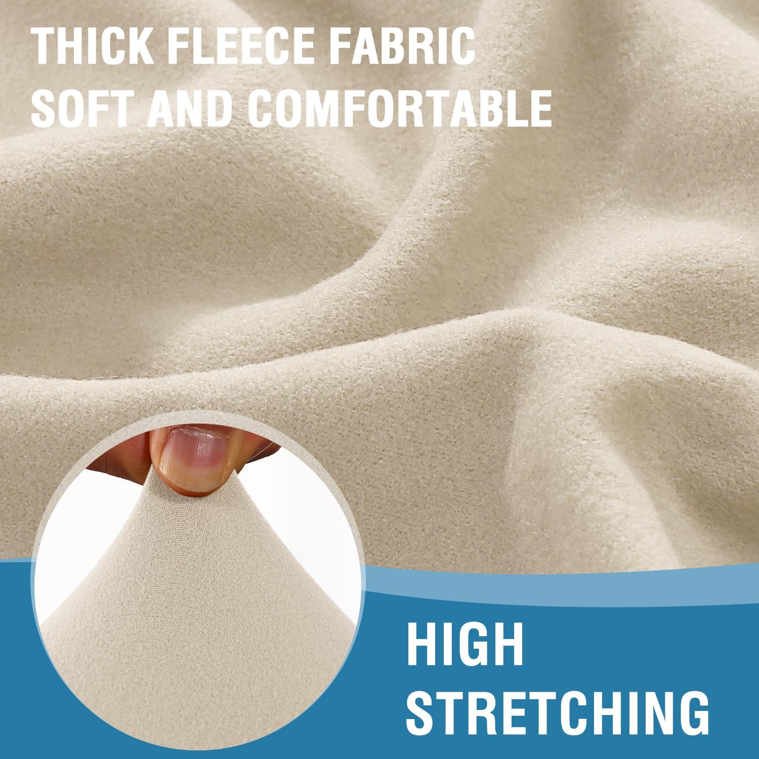 Chair Slip Covers with Arms 2 Piece Sofa Covers Super Stretch Chion Covers for Modern Living Room Chair Soft Accent Chair Cover(Seat Chion Cover Pl Back Chion Cover, Ivory) - Image 3