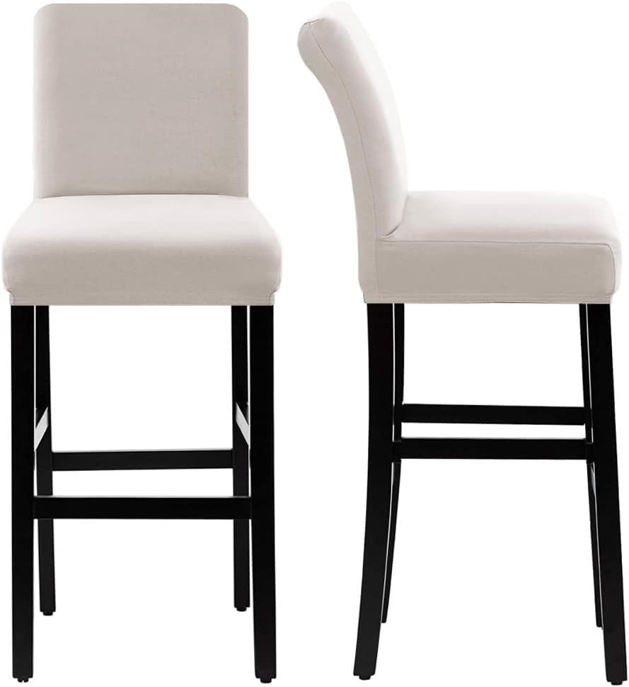 100% Waterproof Bar Stool Cover Stretch Counter Stool Pub Chair Slipcover for Dining Room Removable Soft Thick Solid Fleece Fabric Bar Stool Slipcovers Set of 4, Ivory - Image 7