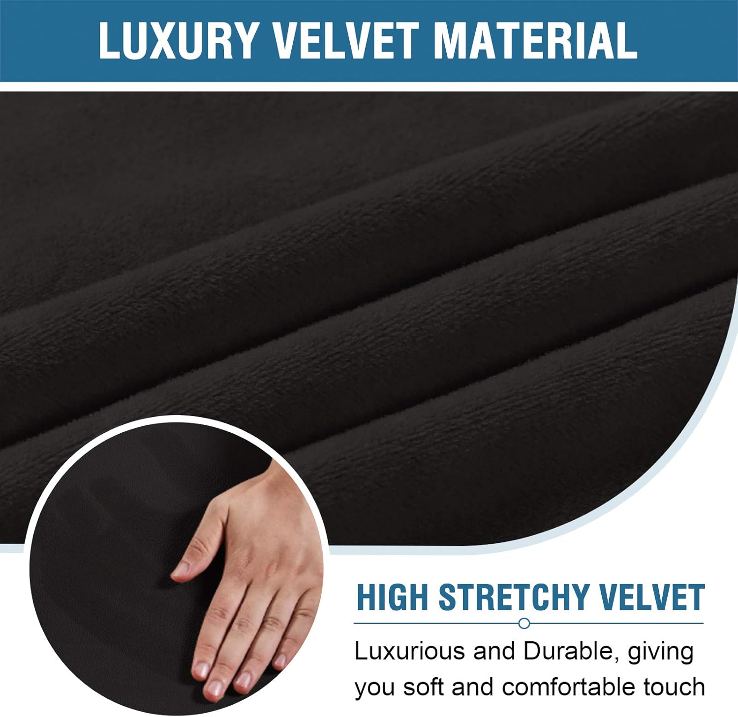 Velvet Home Office Chair Covers Stretchable Computer Desk Chair Covers Mid - High Back Universal Executive Boss Gaming Seat Cover Removable Machine Washable, Black - Image 3