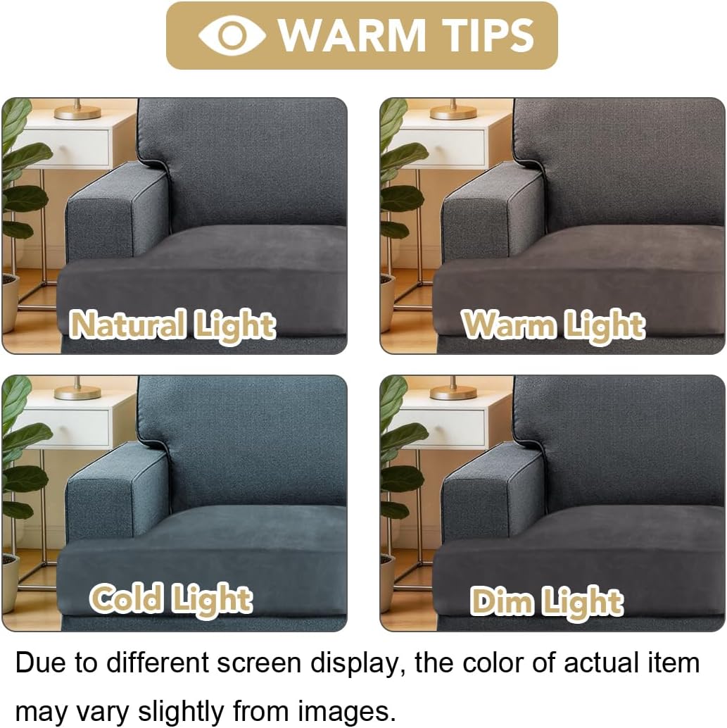 Stretch Velvet 2 Piece T Chion Sofa Slipcovers - Individually Fitting Chion Covers for 2 Chion Couch - Stay in Place (Grey) - Image 4