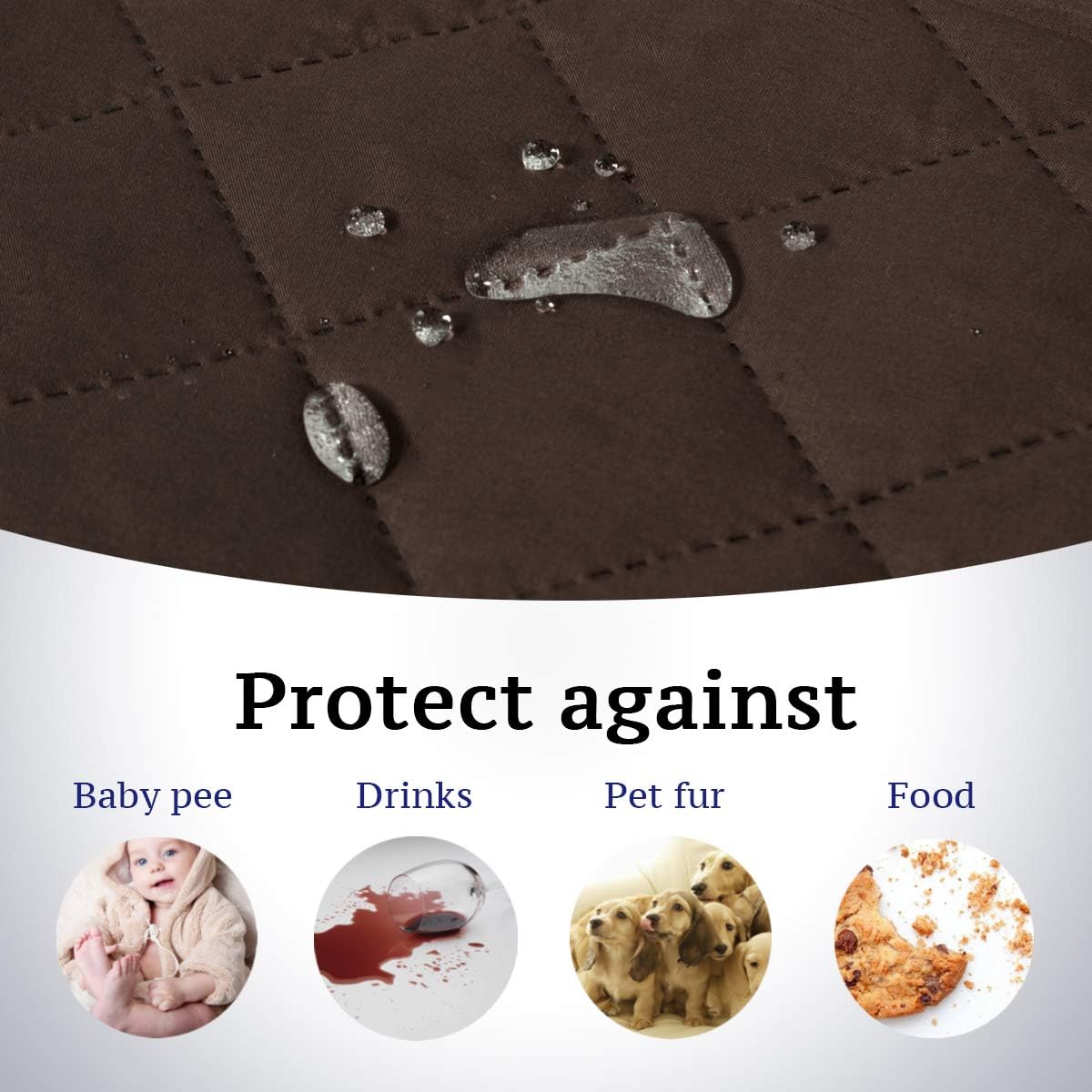 Reversible Quilted Recliner Covers Recliner Chair Cover Water Resistant Furniture Protector Washable Couch Cover with Elastic Straps for Kids, Pets (Recliner, Brown/Beige) - Image 5