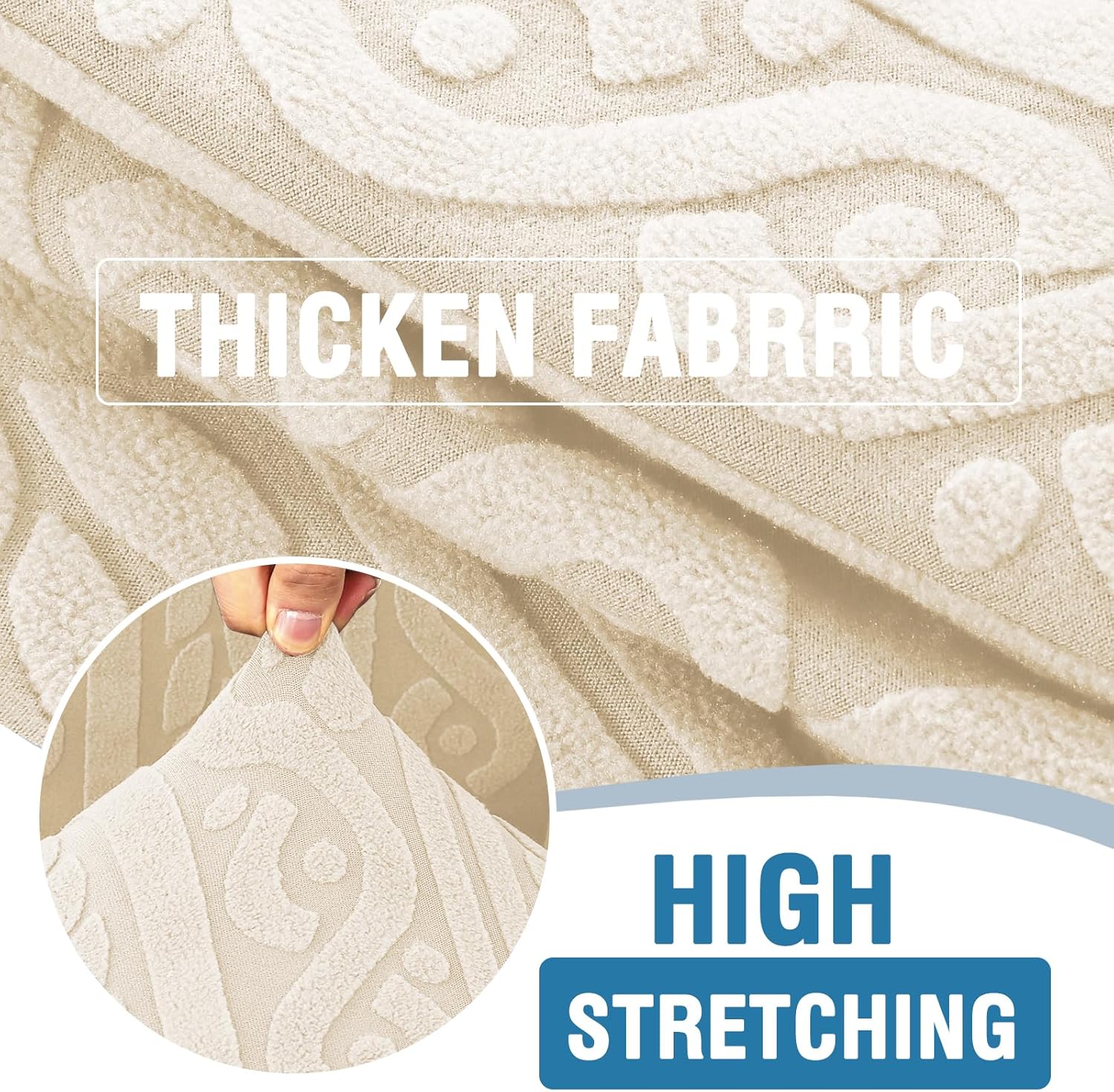 Sofa Cover 1 Piece Stretch Sofa Slipcovers Non Slip Sofa Cover with Elastic Bottom Washable for Kids, Pets Upgrade Thick Jacquard Fabric with Spiral Pattern(75