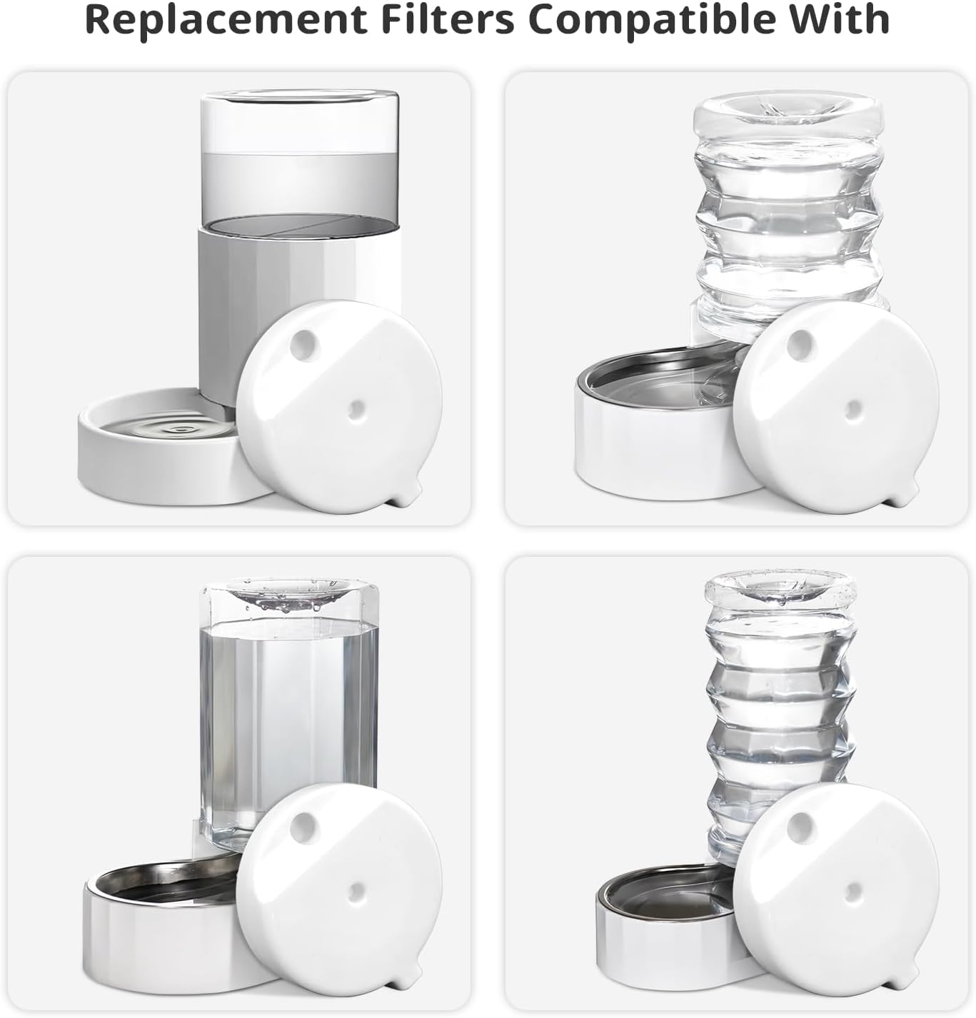 8Pcs Gravity Pet Water Fountain Filters, Automatic Pet Waterer Replacement Filters for 3.6L/4.6L/6L/8L Dog Water Dispenser(8 Filters with 1Brush) - Image 2