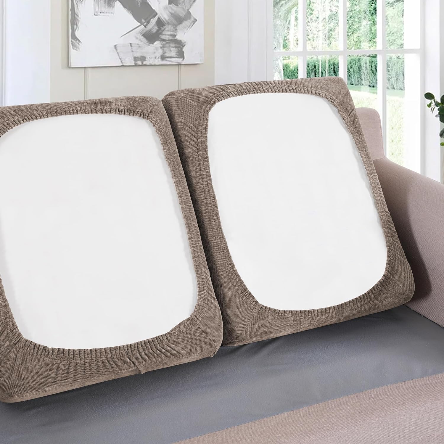 Stretch Mixed-Color Chenille Couch Chion Cover Soft Sofa Covers Individual Seat Couch Slipcover Sets Furniture Protector Seat Chion Sofa Cover (3 Piece Sofa Chion Covers, Taupe) - Image 5