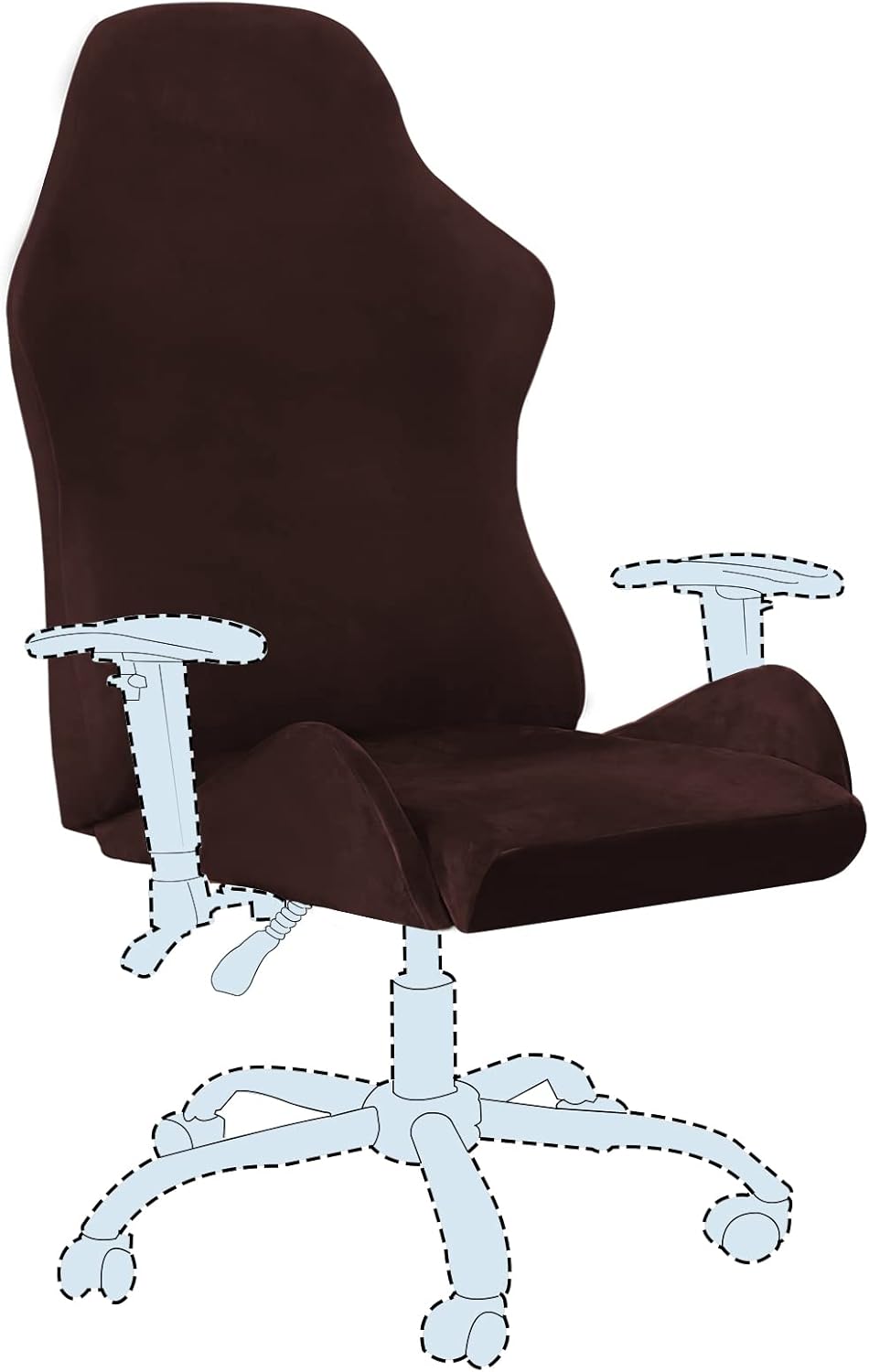 Gaming Chair Covers Slipcover Stretch Seat Chair Cover for Leather Computer Reclining Racing Ruffled Gamer Chair Protector Without Chair 2 piece，Brown - Image 1