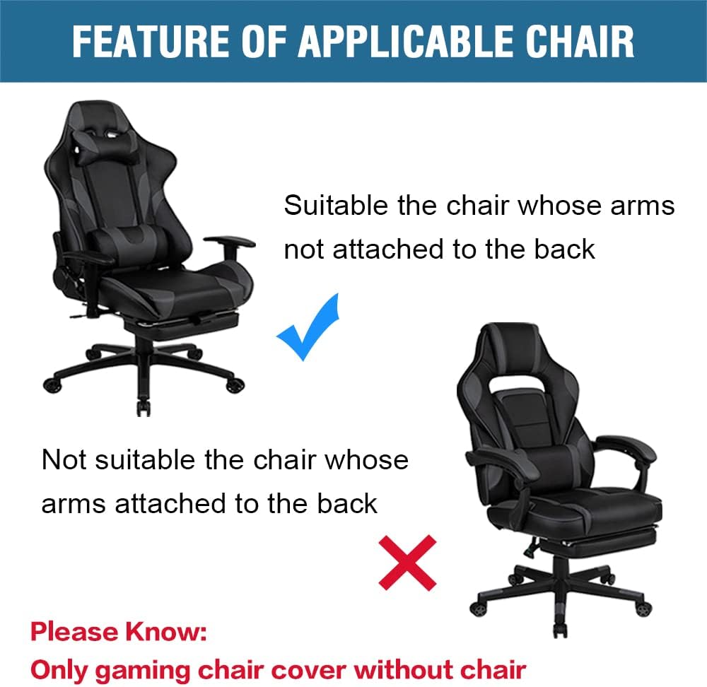 Gaming Chair Covers Slipcover Stretch Seat Chair Cover for Leather Computer Reclining Racing Ruffled Gamer Chair Protector Without Chair 2 piece，Brown - Image 7