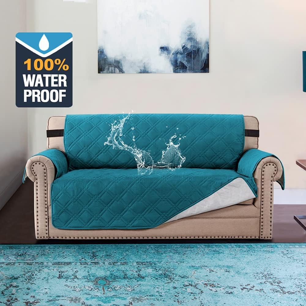 100% Waterproof Sofa Slipcover Washable Loveseat Cover for 2 Chion Cover Non-Slip Furniture Protector with Puppy Paw Silicone Backing Couch Cover for Pets Dogs (Loveseat, Dark Teal) - Image 2