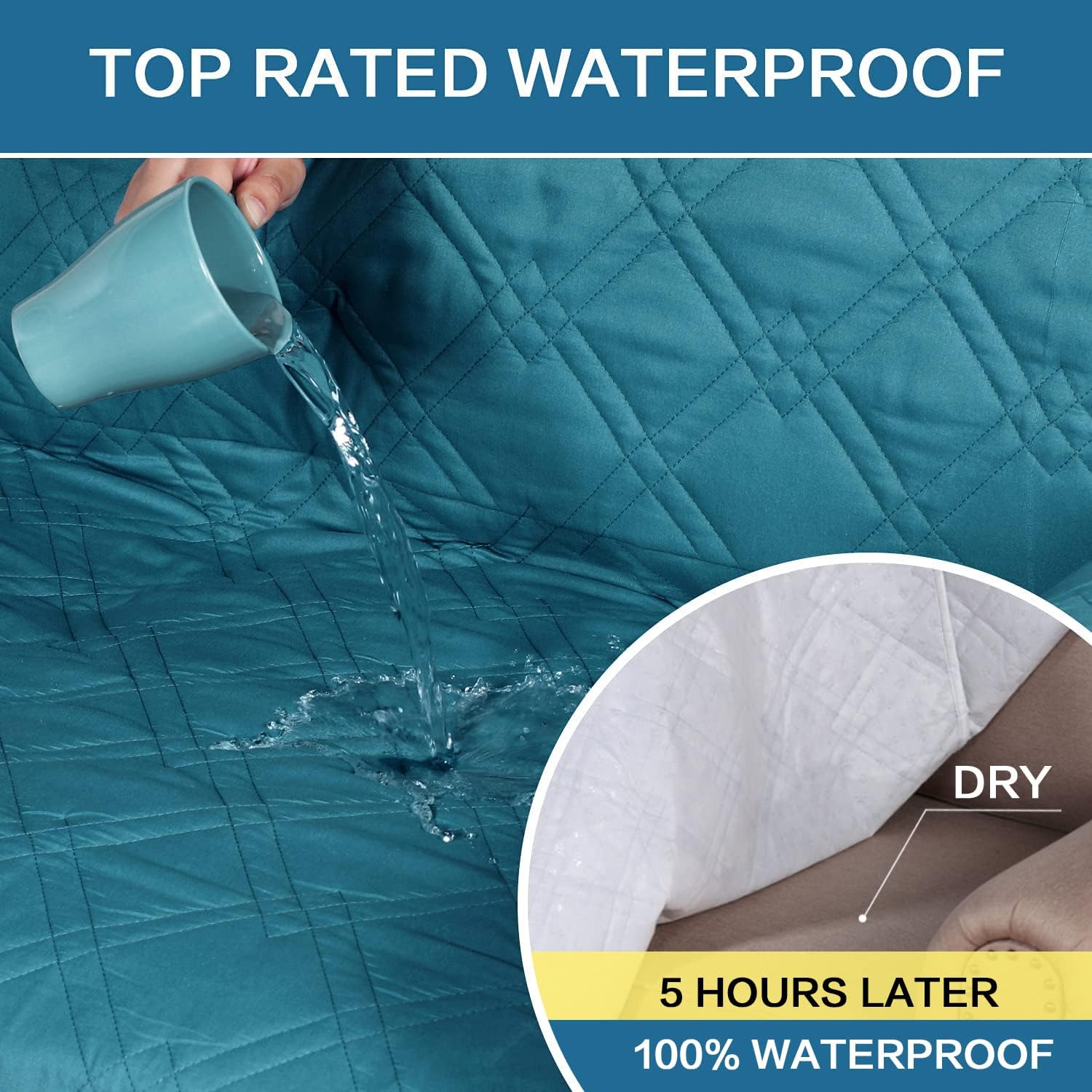 100% Waterproof Sofa Slipcover Washable Loveseat Cover for 2 Chion Cover Non-Slip Furniture Protector with Puppy Paw Silicone Backing Couch Cover for Pets Dogs (Loveseat, Dark Teal) - Image 4