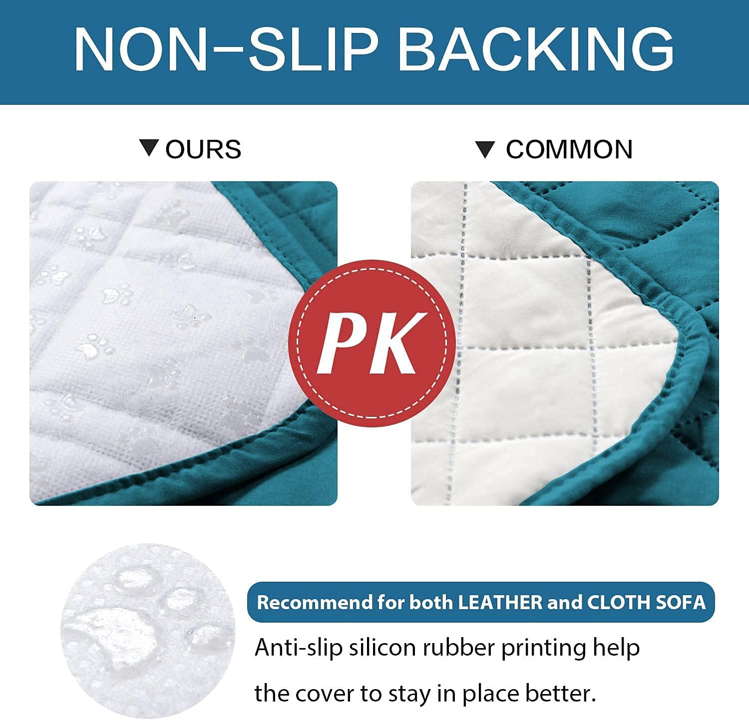 100% Waterproof Sofa Slipcover Washable Loveseat Cover for 2 Chion Cover Non-Slip Furniture Protector with Puppy Paw Silicone Backing Couch Cover for Pets Dogs (Loveseat, Dark Teal) - Image 6