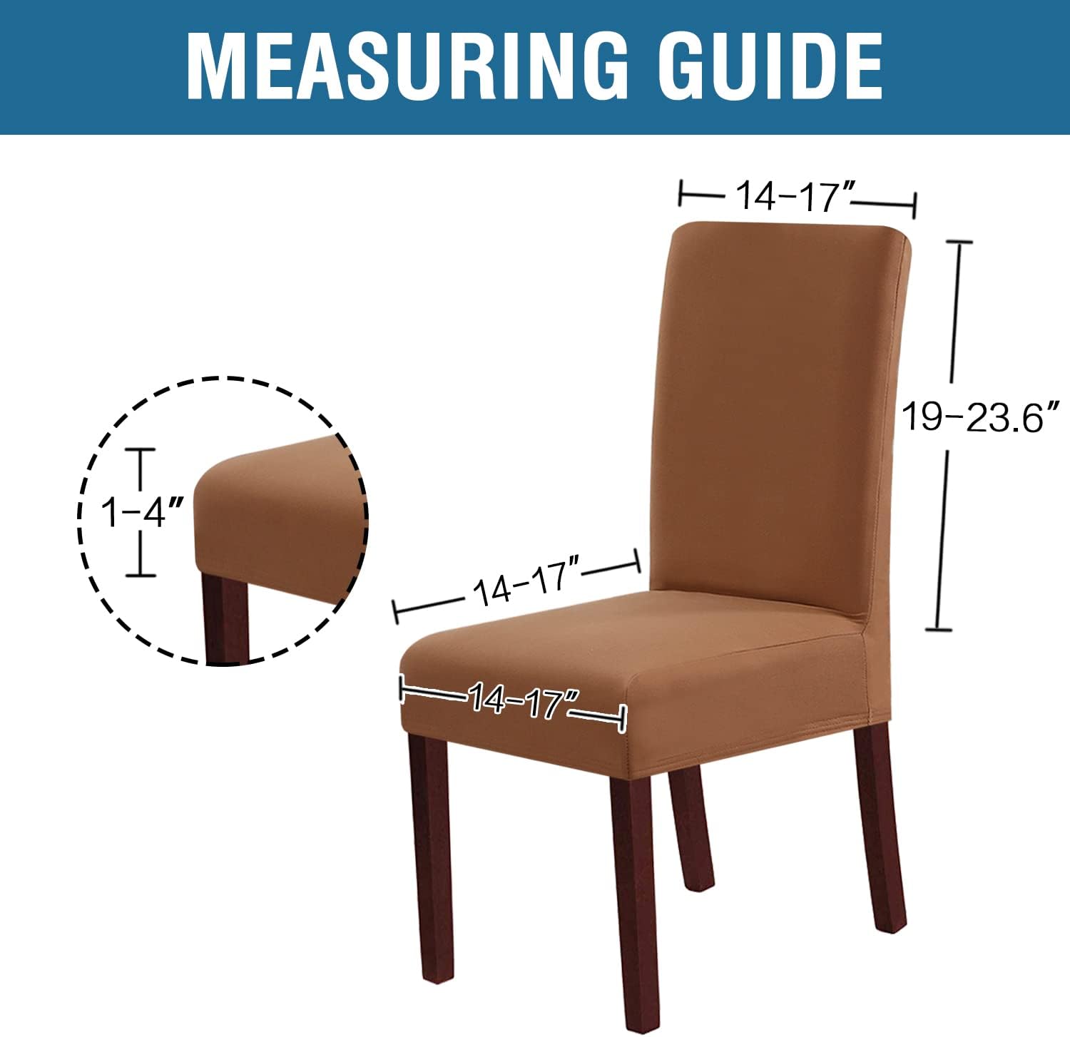 100% Waterproof Dining Chair Covers Stretch Chair Covers for Dining Room Set of 6 Parson Chair Slipcovers Chair Protectors Covers Dining, Soft Thick Solid Fleece Fabric Washable, Camel - Image 2