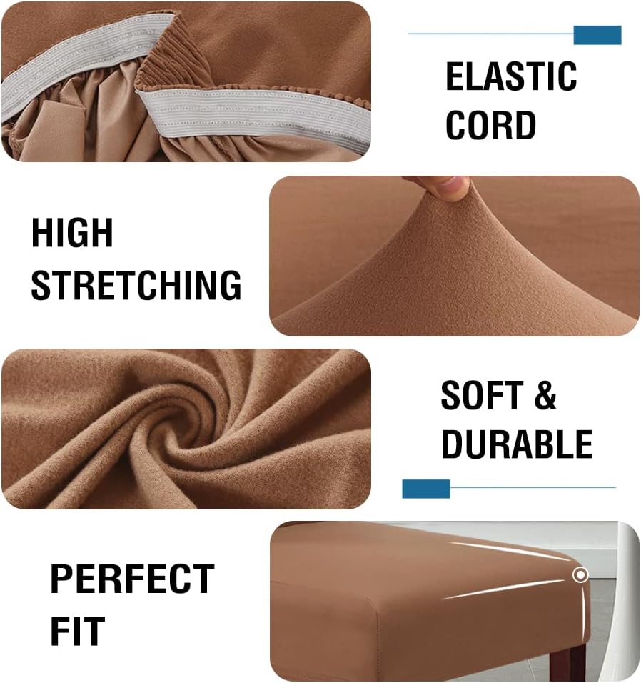 100% Waterproof Dining Chair Covers Stretch Chair Covers for Dining Room Set of 6 Parson Chair Slipcovers Chair Protectors Covers Dining, Soft Thick Solid Fleece Fabric Washable, Camel - Image 5