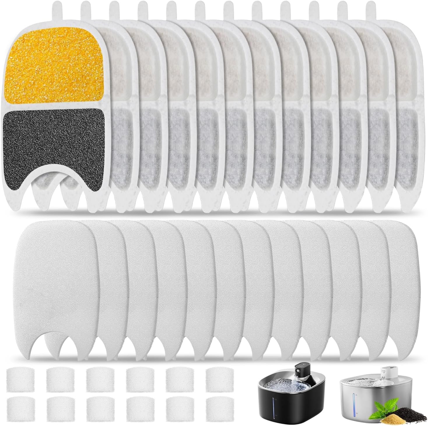 Cat Water Fountain Filter Replacement Pet Drinking Fountain Filters Compatible with 135 fl oz/4L Cat Water Fountain-12 Set Filters with Sponges - Image 1
