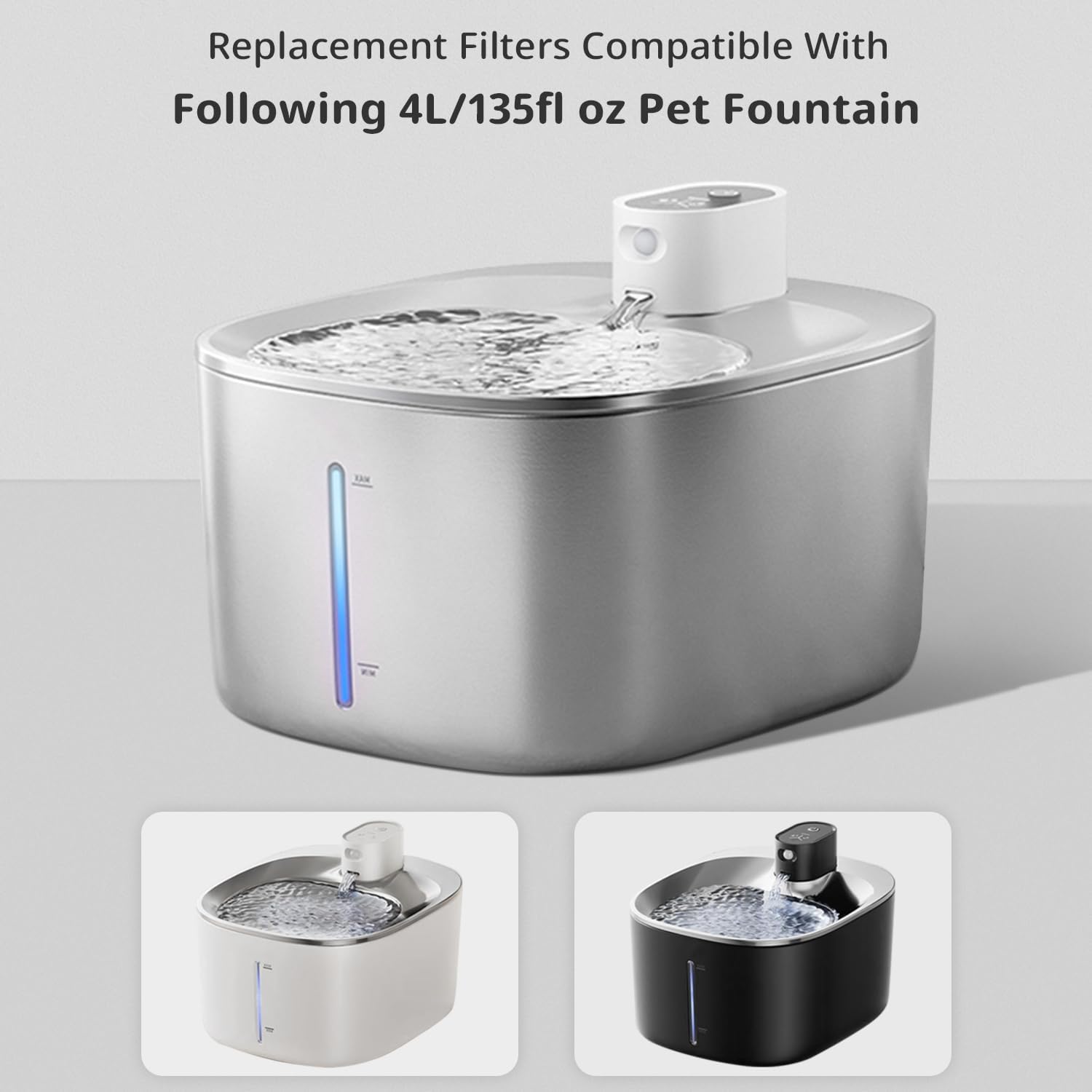 Cat Water Fountain Filter Replacement Pet Drinking Fountain Filters Compatible with 135 fl oz/4L Cat Water Fountain-12 Set Filters with Sponges - Image 2