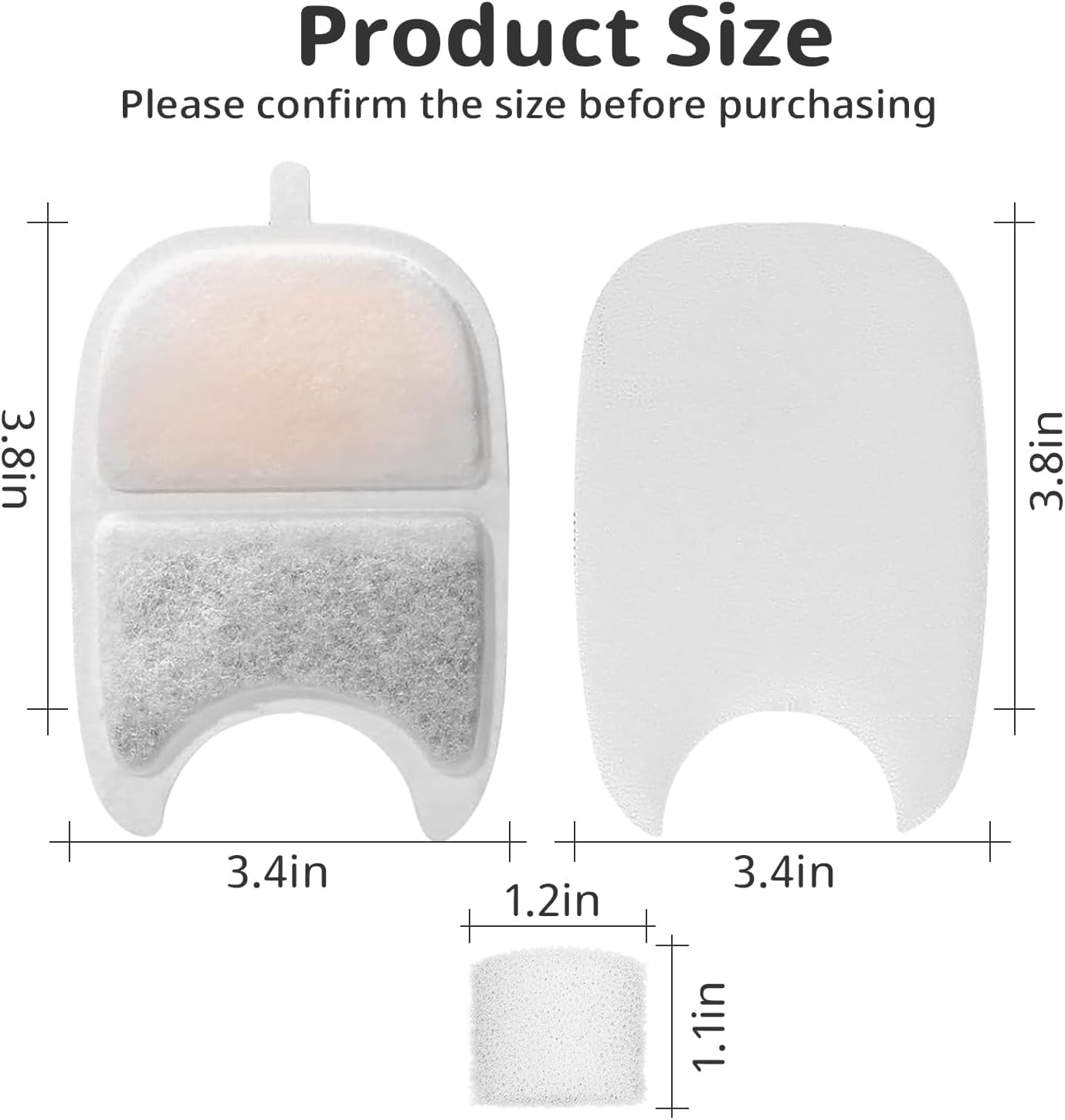 Cat Water Fountain Filter Replacement Pet Drinking Fountain Filters Compatible with 135 fl oz/4L Cat Water Fountain-12 Set Filters with Sponges - Image 3