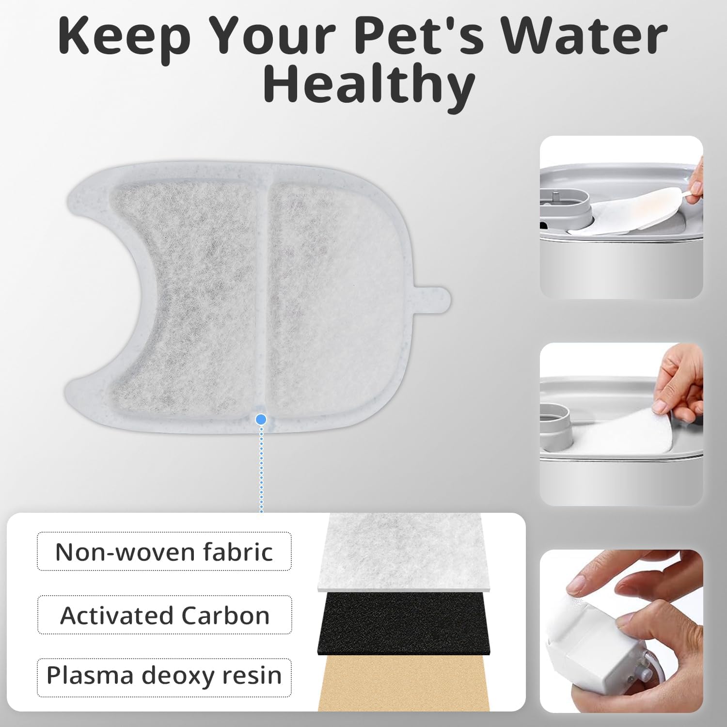 Cat Water Fountain Filter Replacement Pet Drinking Fountain Filters Compatible with 135 fl oz/4L Cat Water Fountain-12 Set Filters with Sponges - Image 4