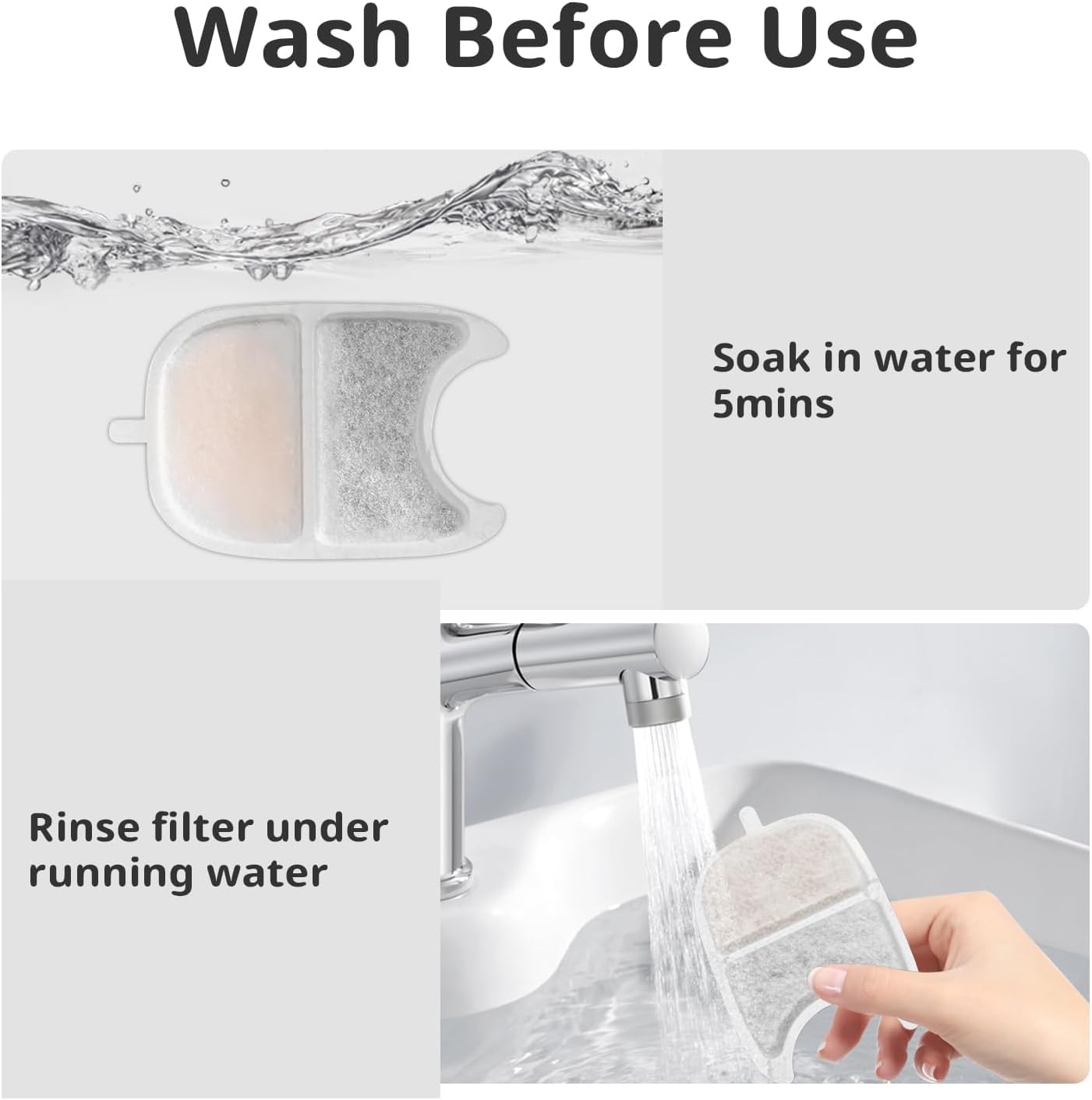 Cat Water Fountain Filter Replacement Pet Drinking Fountain Filters Compatible with 135 fl oz/4L Cat Water Fountain-12 Set Filters with Sponges - Image 6