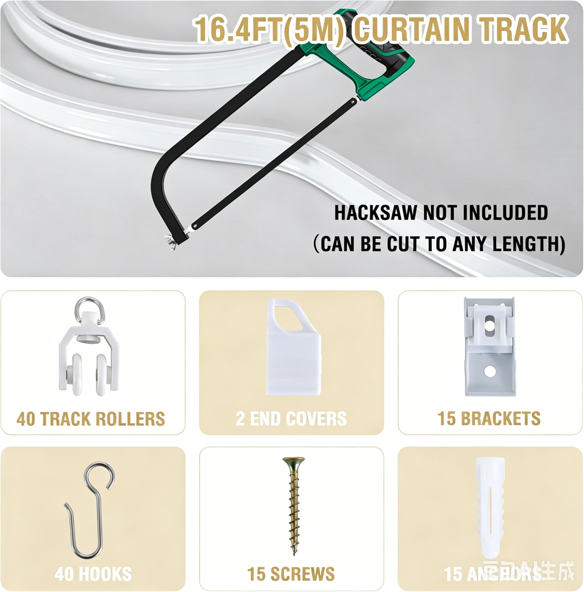 Ceiling Curtain Track Flexible Bendable Ceiling Mount for Curtain Rail 16.4ft (5M) Room Divider Curtain Track Systerm for RV Bay Window Curved Curtain Track for Bunk Bed Curtain, White - Image 2