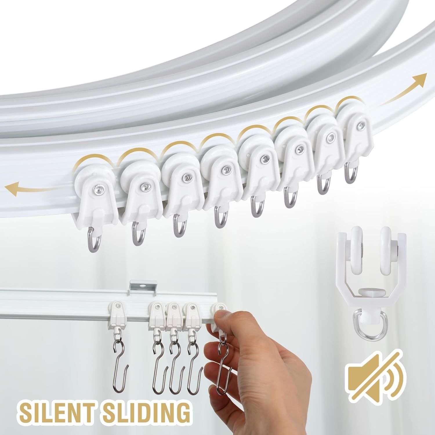 Ceiling Curtain Track Flexible Bendable Ceiling Mount for Curtain Rail 16.4ft (5M) Room Divider Curtain Track Systerm for RV Bay Window Curved Curtain Track for Bunk Bed Curtain, White - Image 5
