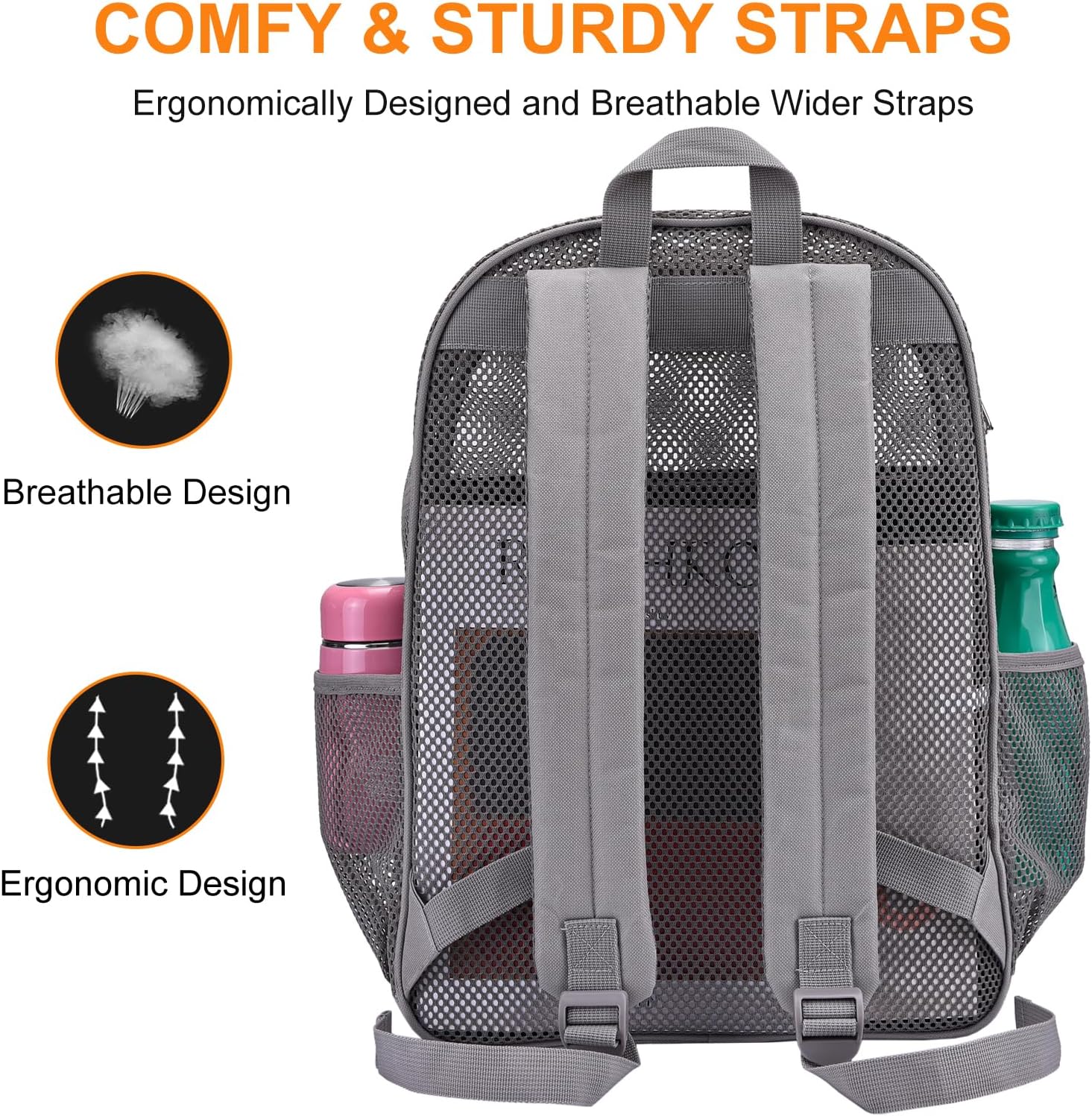 Duty Mesh Backpacks for Adults,See Through Backpack for Swimming Work Outdoor, Diving Backpack Carry Portable Oxygen Concentrators (Grey) - Image 4