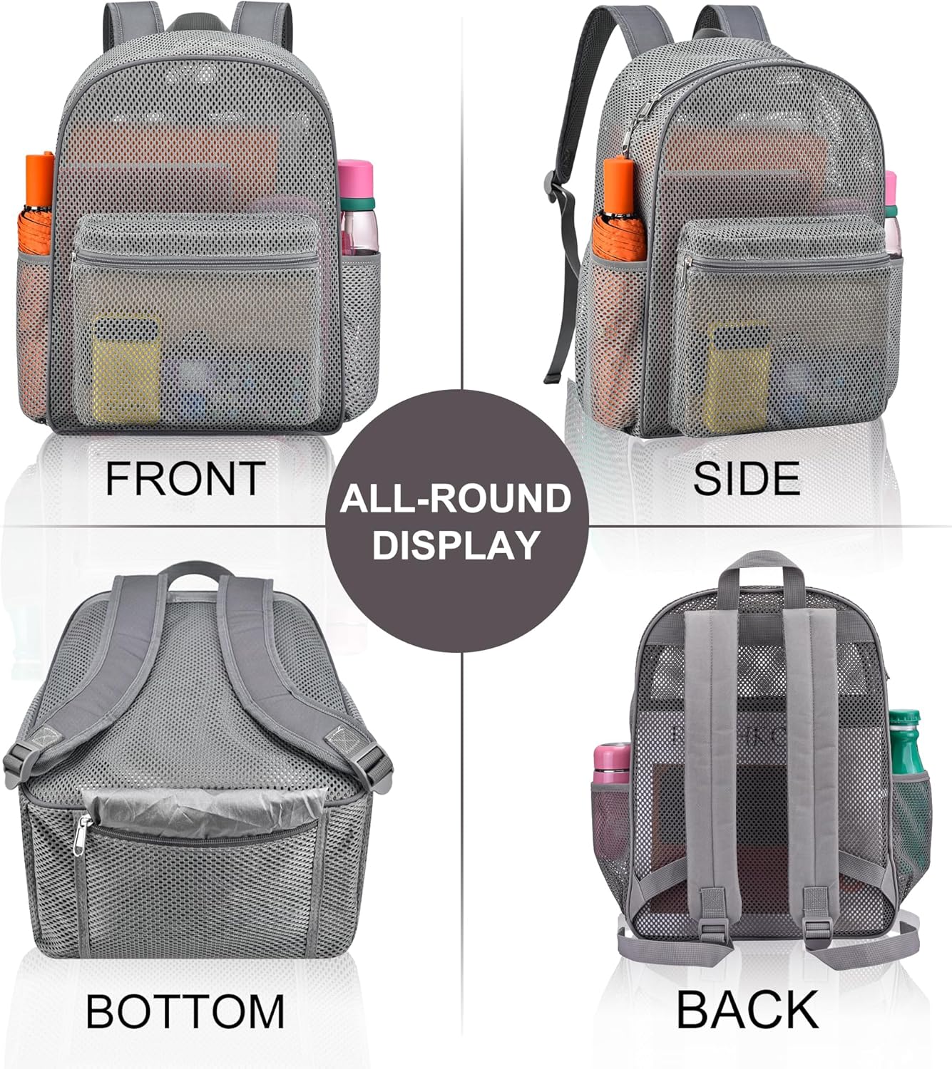 Duty Mesh Backpacks for Adults,See Through Backpack for Swimming Work Outdoor, Diving Backpack Carry Portable Oxygen Concentrators (Grey) - Image 5