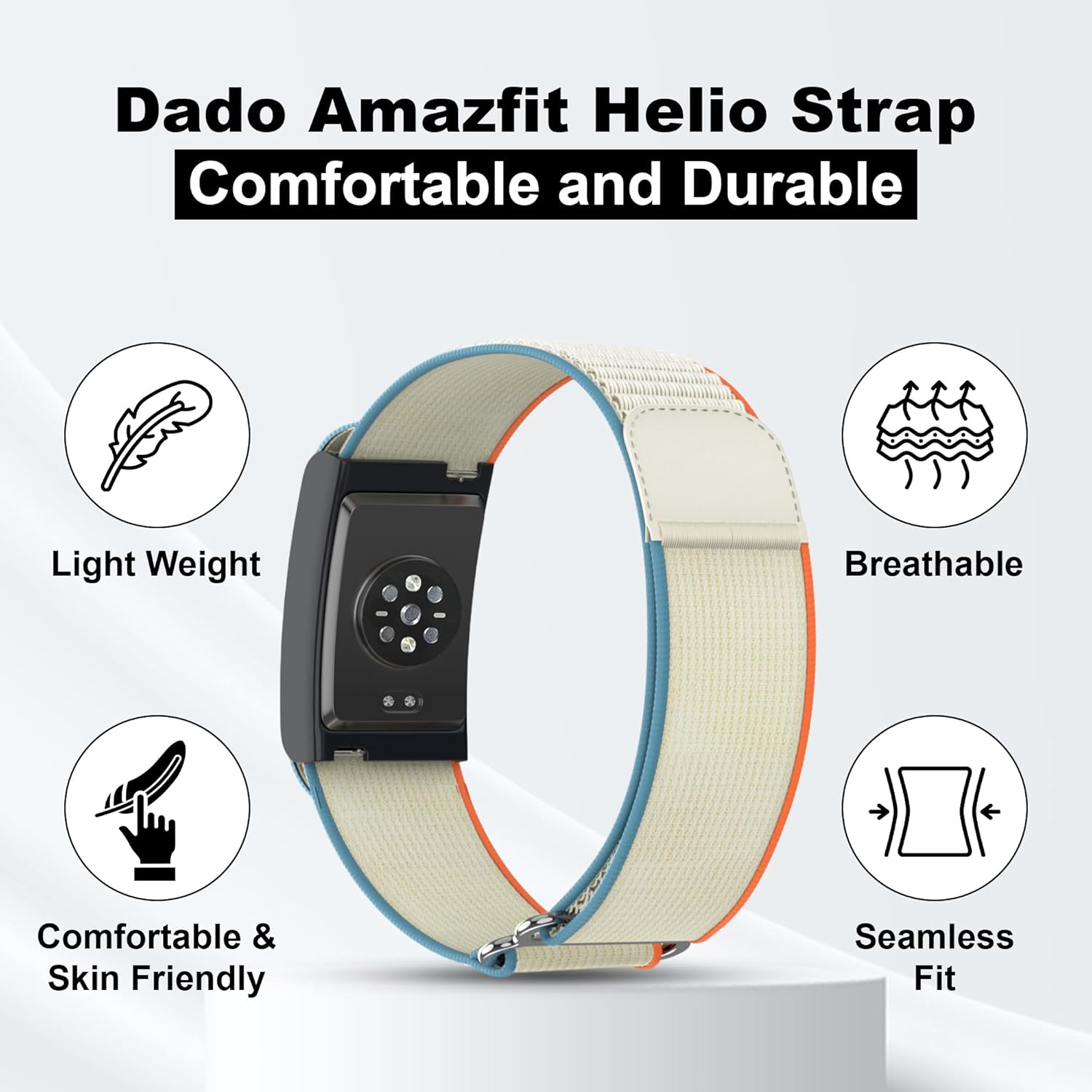 Nylon Replacement Band, Compatible with Amazfit Helio Strap – Adjtable, Breathable Sport Wristband for Fitness Tracker, Comfortable for All-Day Wear - Image 2