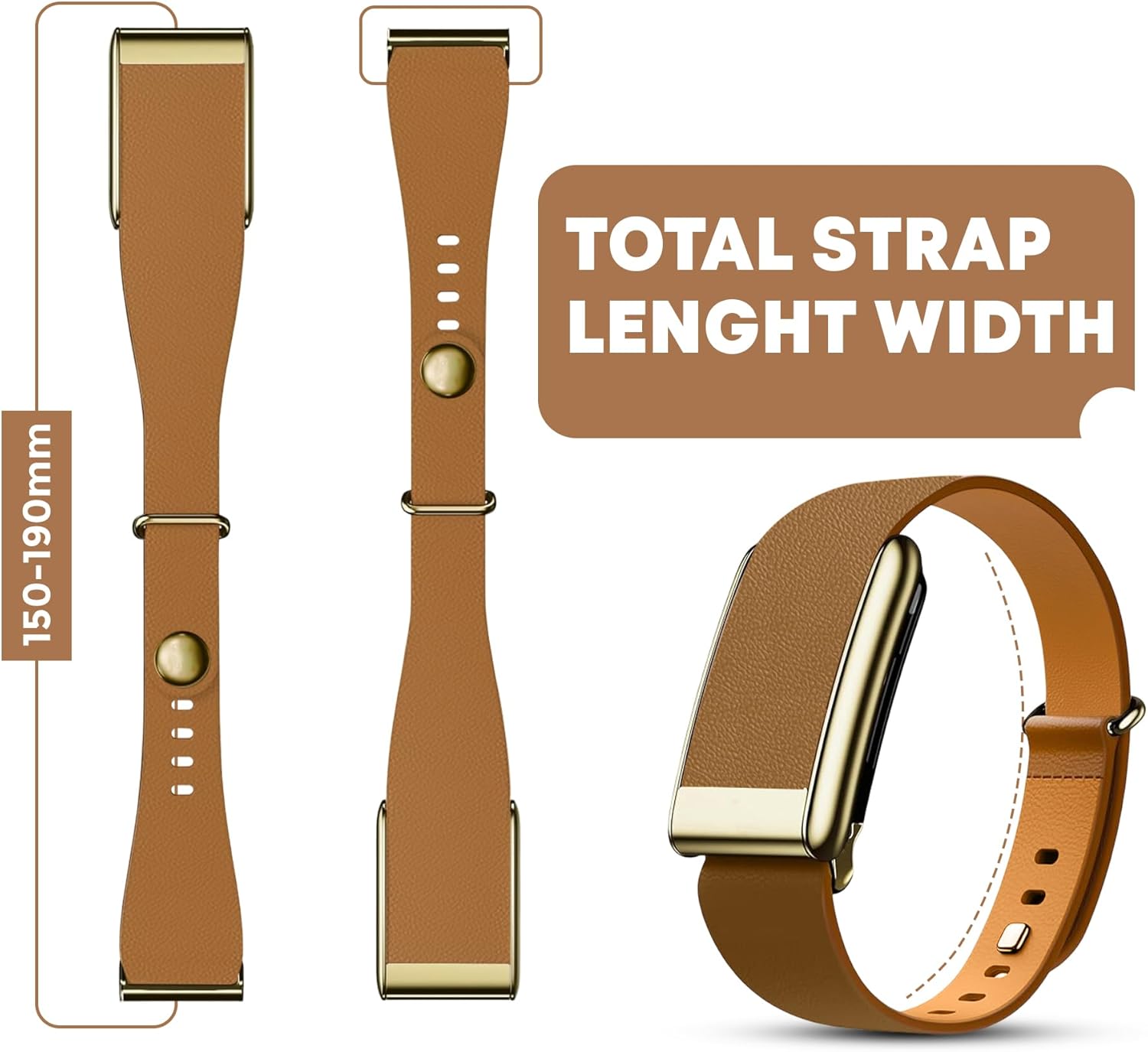 Luxe Tapered Leather Replacement Band Compatible with WHOOP 5.0, One, Peak, and Life Fitness Tracker – Durable & Comfortable | Not for Whoop Gen 4 - Image 4