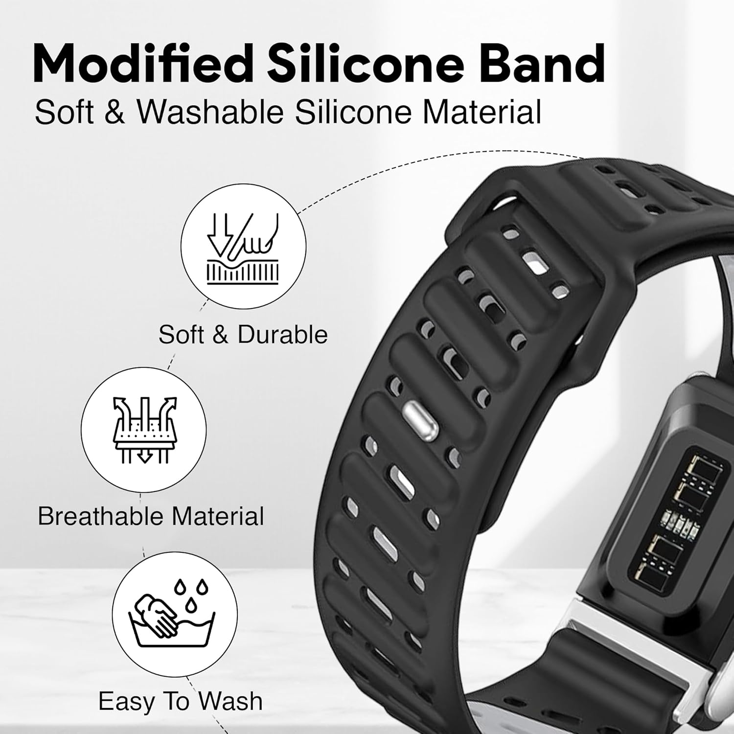 Modified Silicone Sport Replacement Band Compatible with WHOOP 5.0, One, Peak, and Life Fitness Tracker – Breathable, Durable & Comfortable | Not for Whoop Gen 4 - Image 2