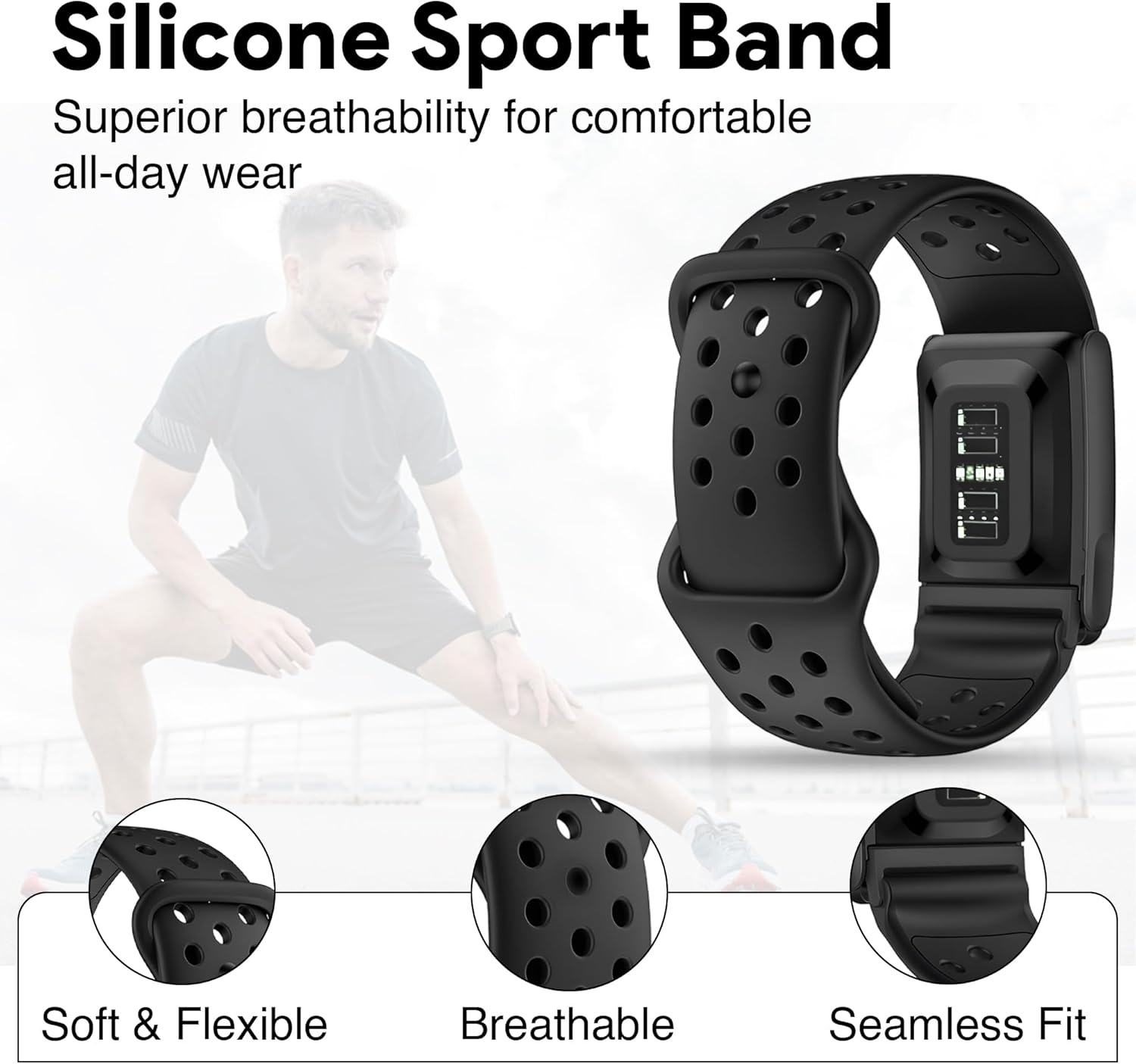 Whoop 5.0 Compatible Silicone Strap – Adjtable Sport-Inspired Band, Breathable & Lightweight Replacement Wristband for Men & Women - Image 2