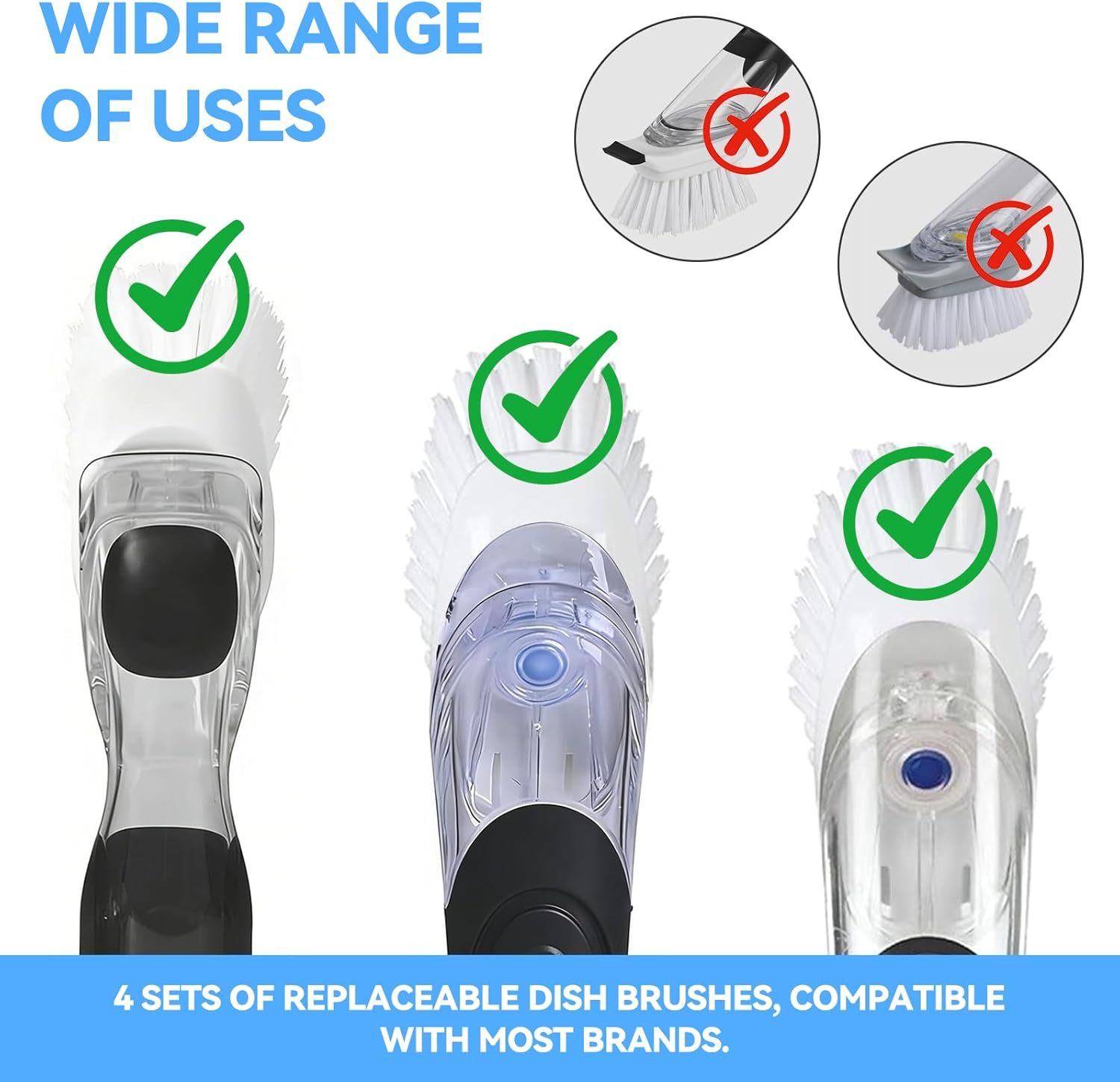 Toothbrh Heads & Dish Brh Refills 4 Pack OXO Dish Scrubber Philips Sonicare Soft Dupont Bristles Replacement Toothbrh Heads for Oral Care - Image 7